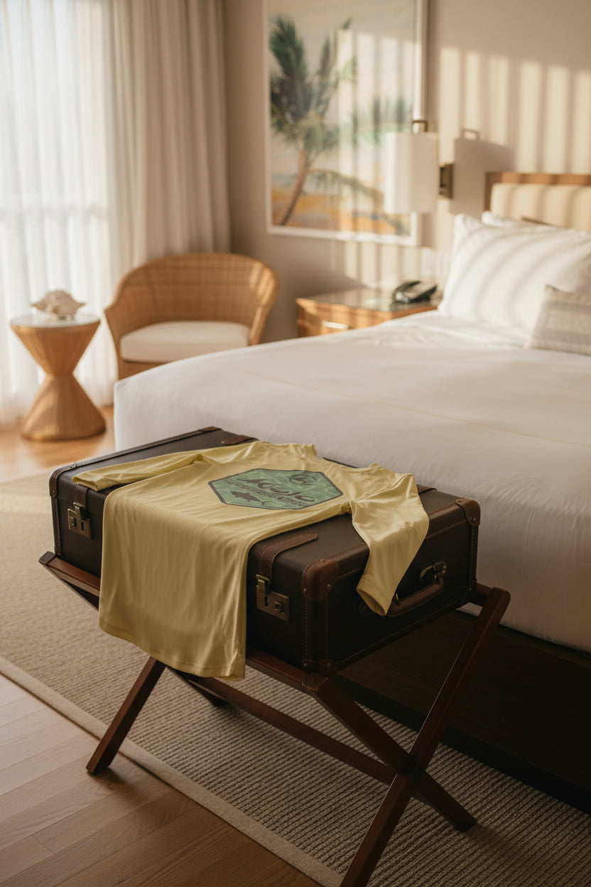 Yellow long-sleeve shirt with a graphic design on the back against a white background