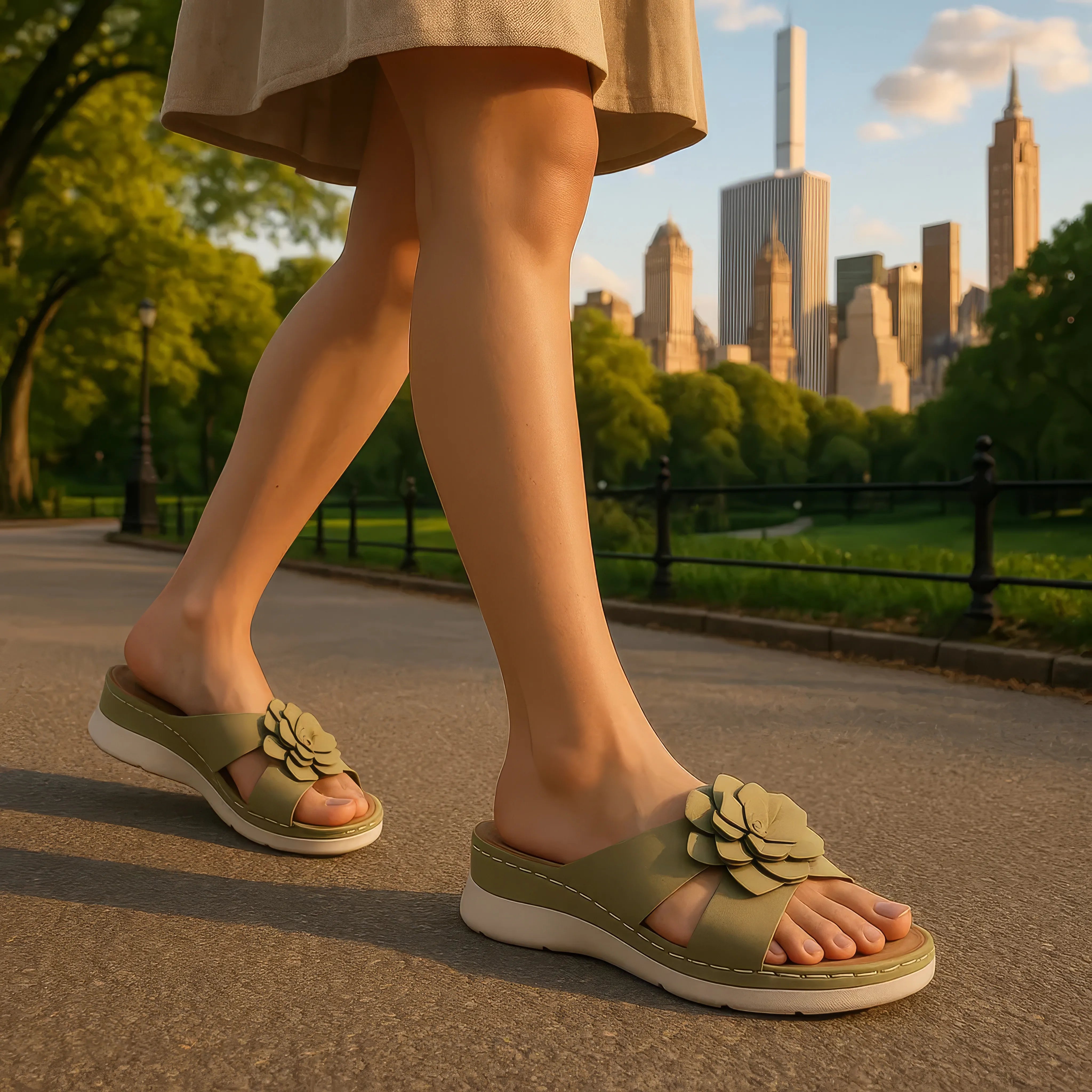 GC Shoes Women's Claire Green Cushioned Footbed Sandals