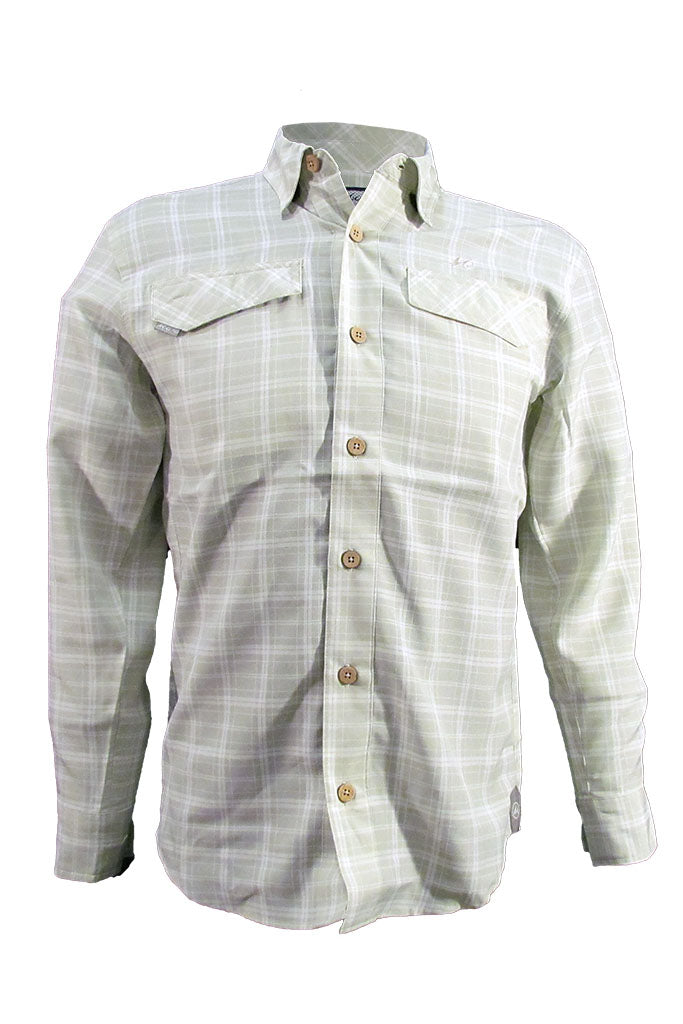 Plaid shirt with buttons on a white background
