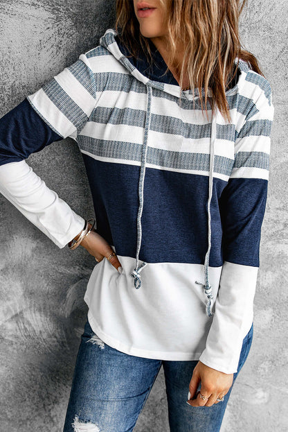 Color Block Classic Pullover Drawstring Hoodie