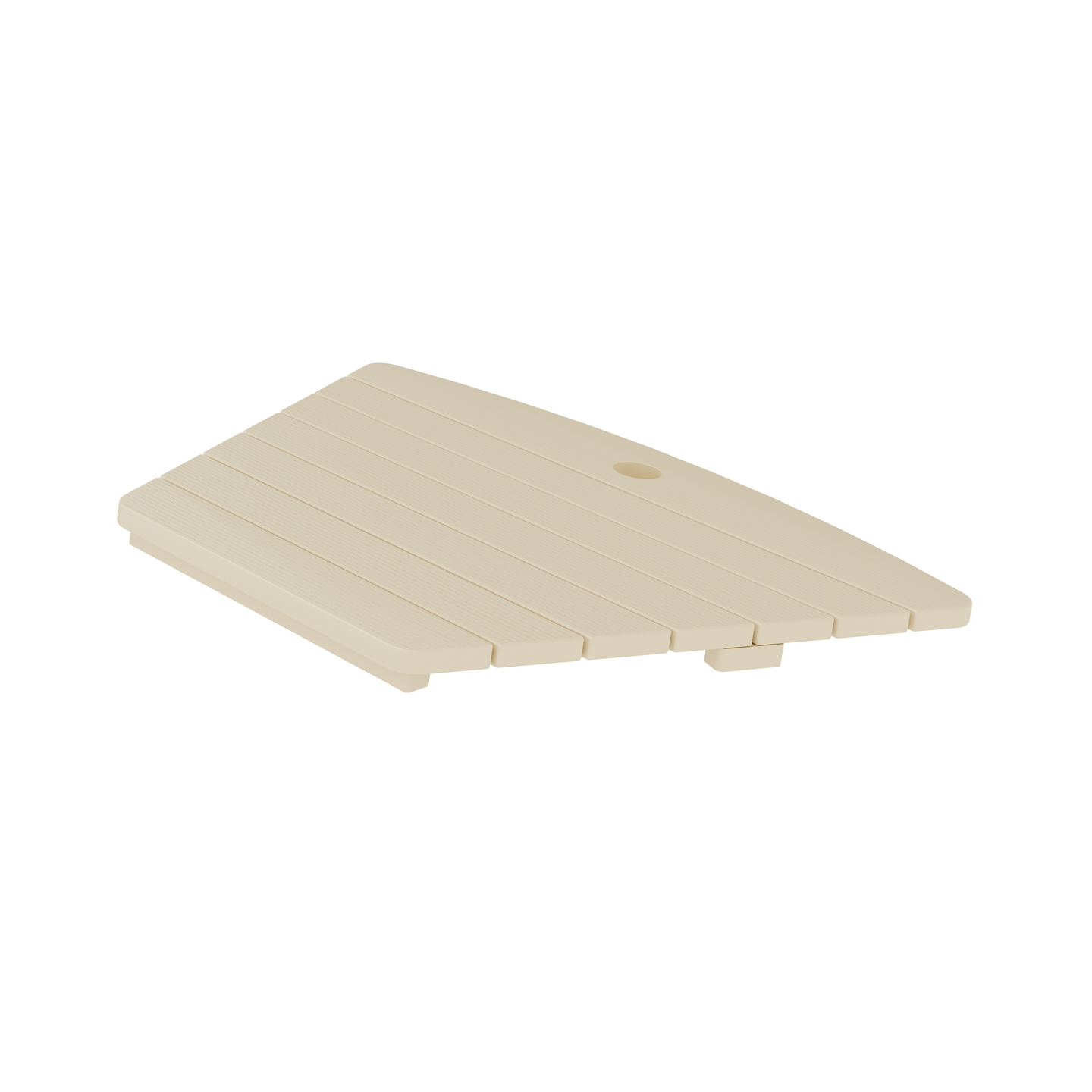 Beige plastic tray on a white background