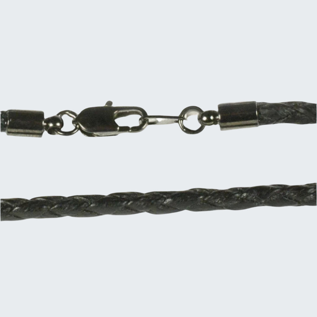 Black Braided Cotton Cord with Hematite Finish Ends
