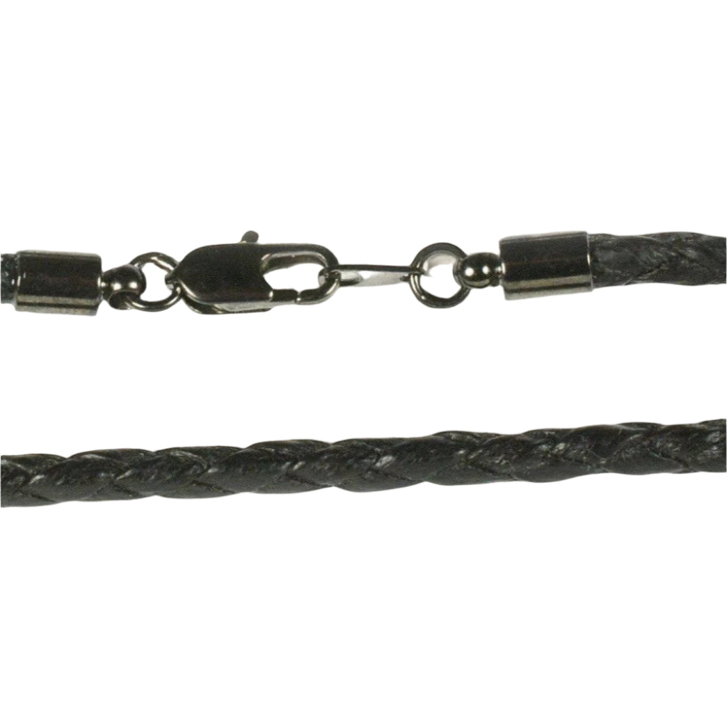 Black Braided Cotton Cord with Hematite Finish Ends