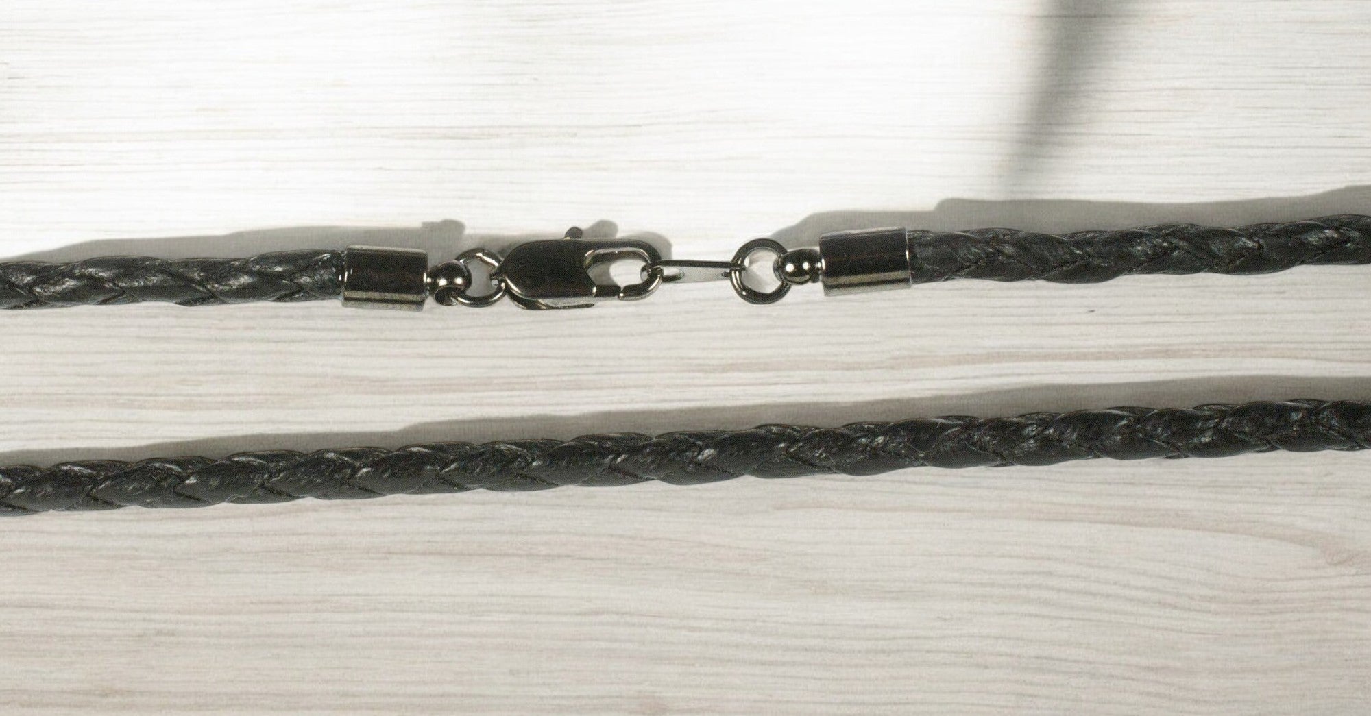 Black Braided Cotton Cord with Hematite Finish Ends