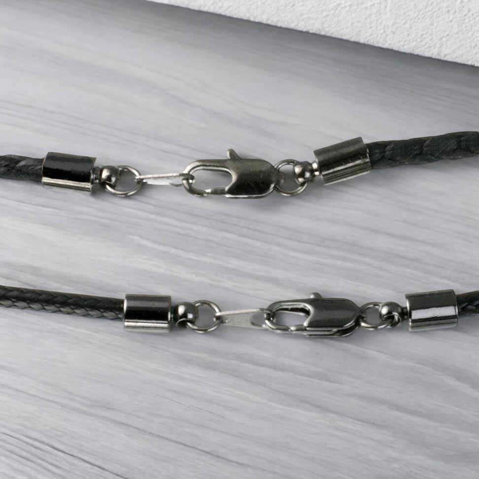 Black Braided Cotton Cord with Hematite Finish Ends