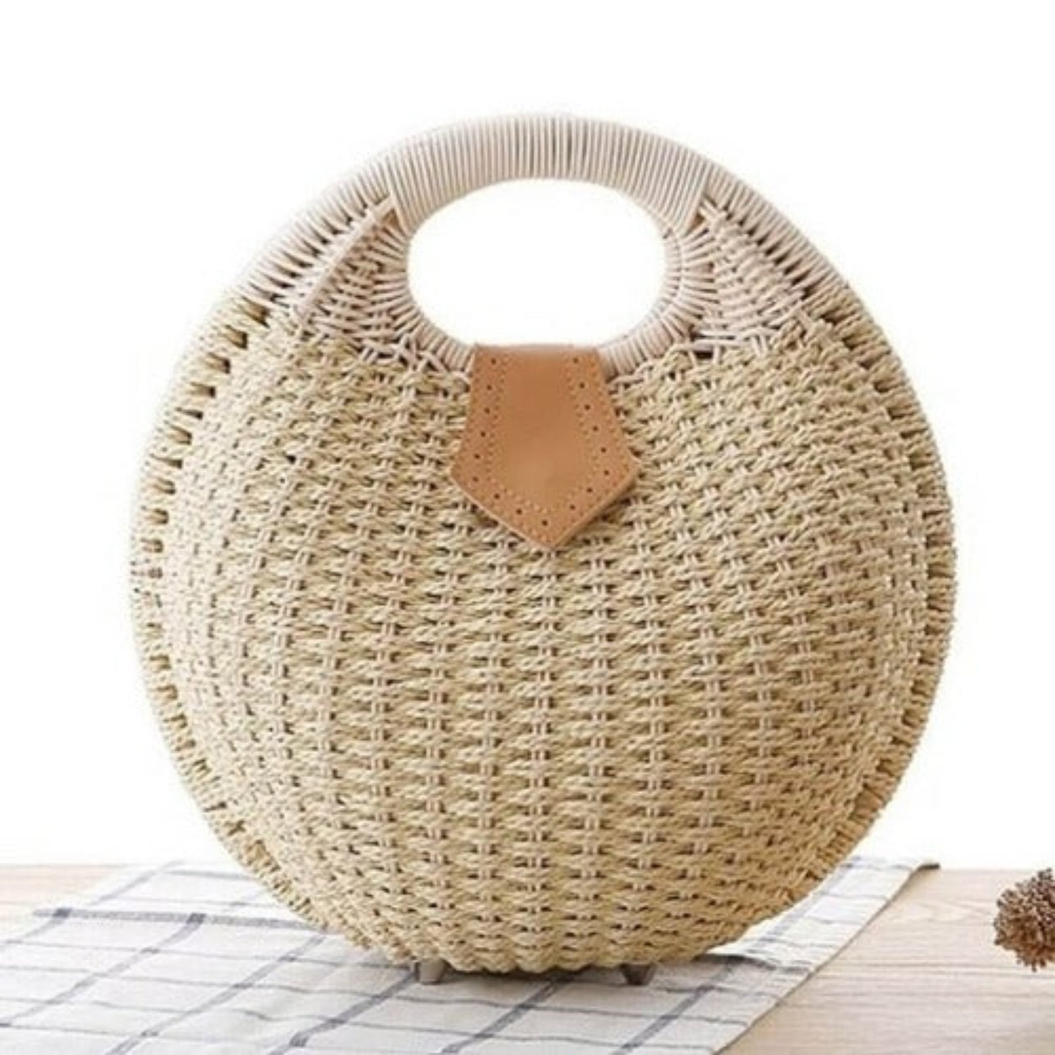 Coseey Top Handle Wicker Handbag