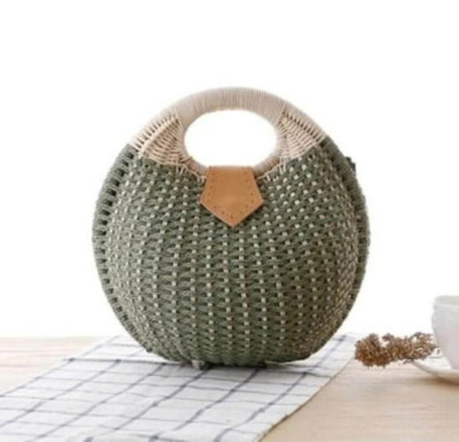 Coseey Top Handle Wicker Handbag