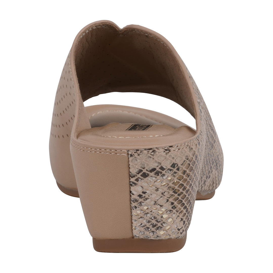 GC Shoes Women's Dacia Tan Snake-Skin Wedge Sandals