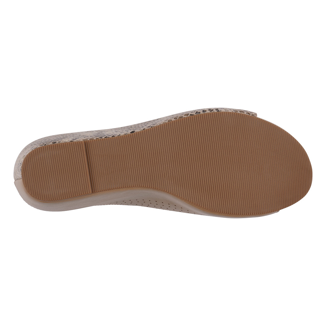 GC Shoes Women's Dacia Tan Snake-Skin Wedge Sandals