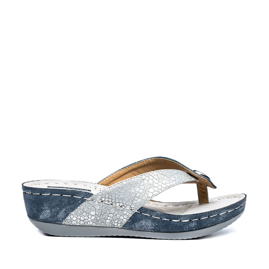 GC Shoes Women's Dafni Blue Wedge Sandals