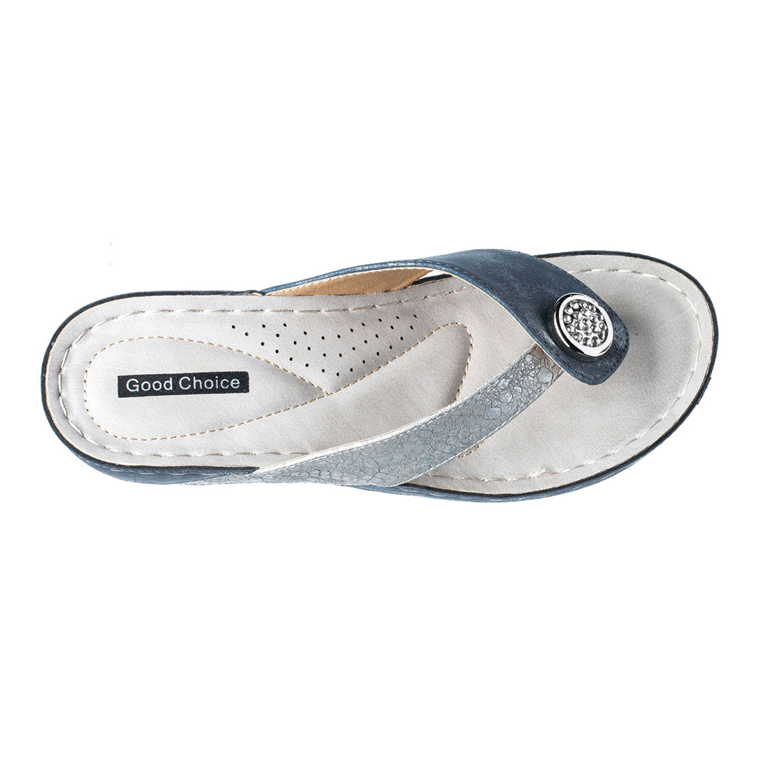 GC Shoes Women's Dafni Blue Wedge Sandals