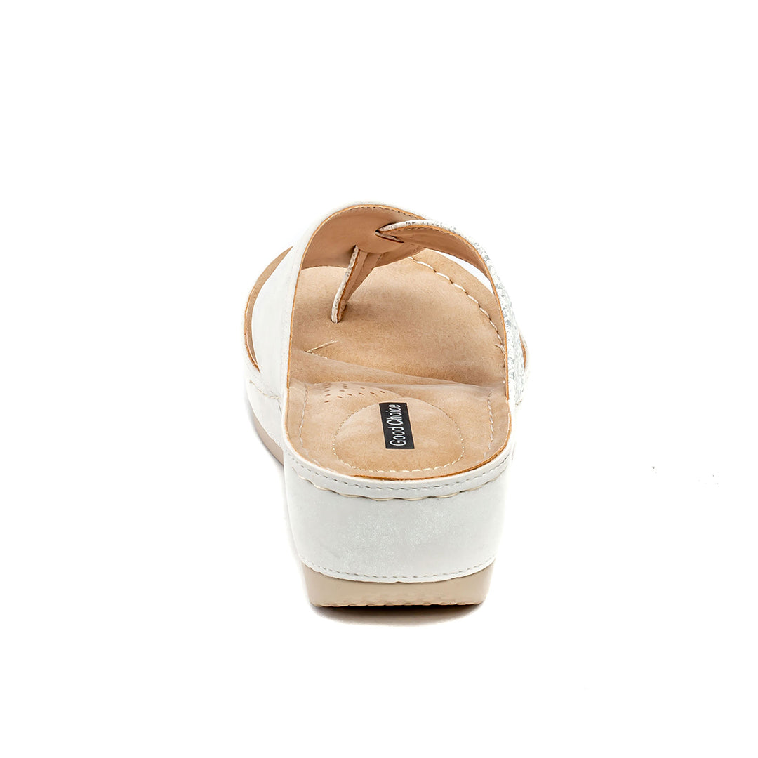 GC Shoes Women's Dafni White Wedge Sandals