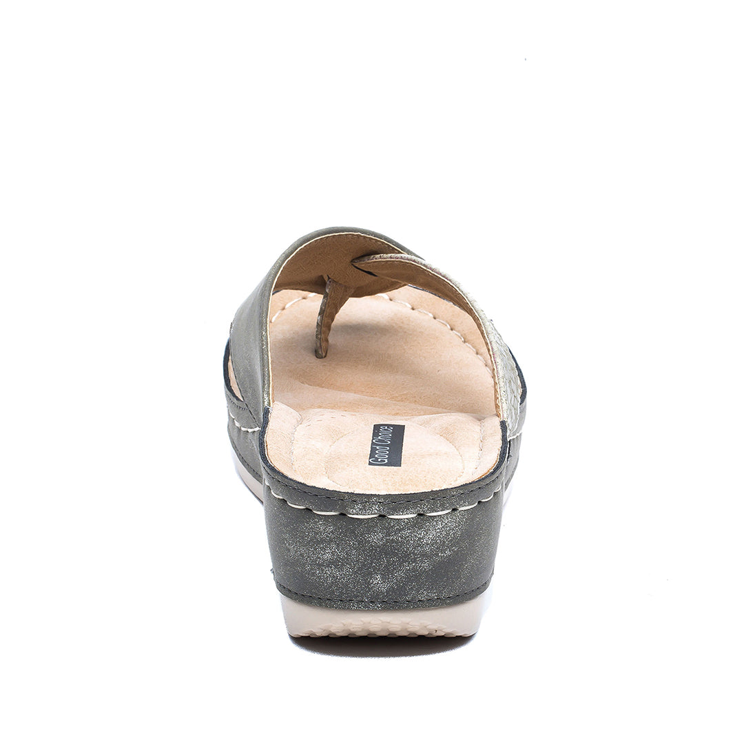 GC Shoes Women's Dafni Khaki Wedge Sandals