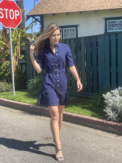 Delfina Shirt Dress Navy