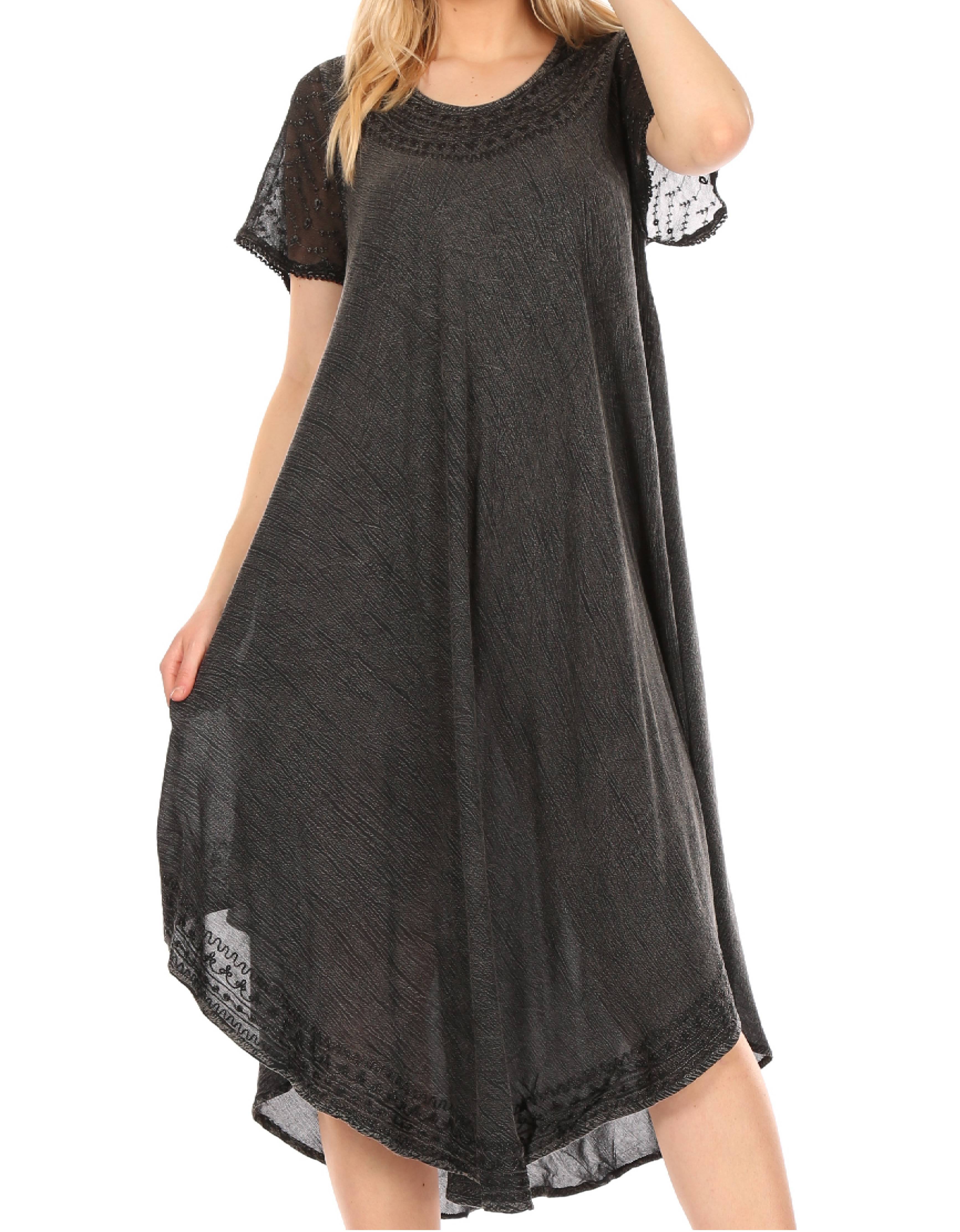 Black dress with lace details on a white background