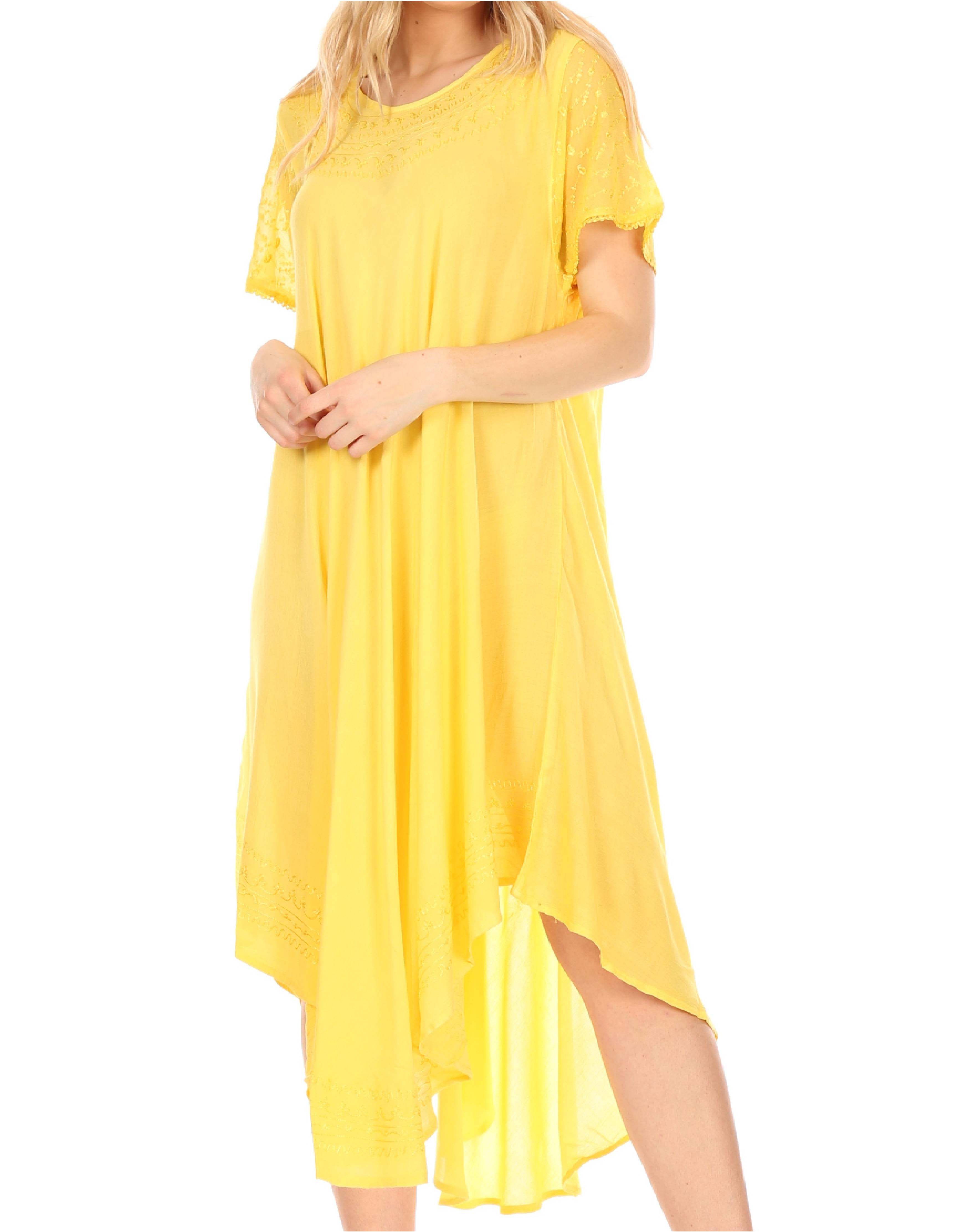 Yellow dress worn by a person on a white background