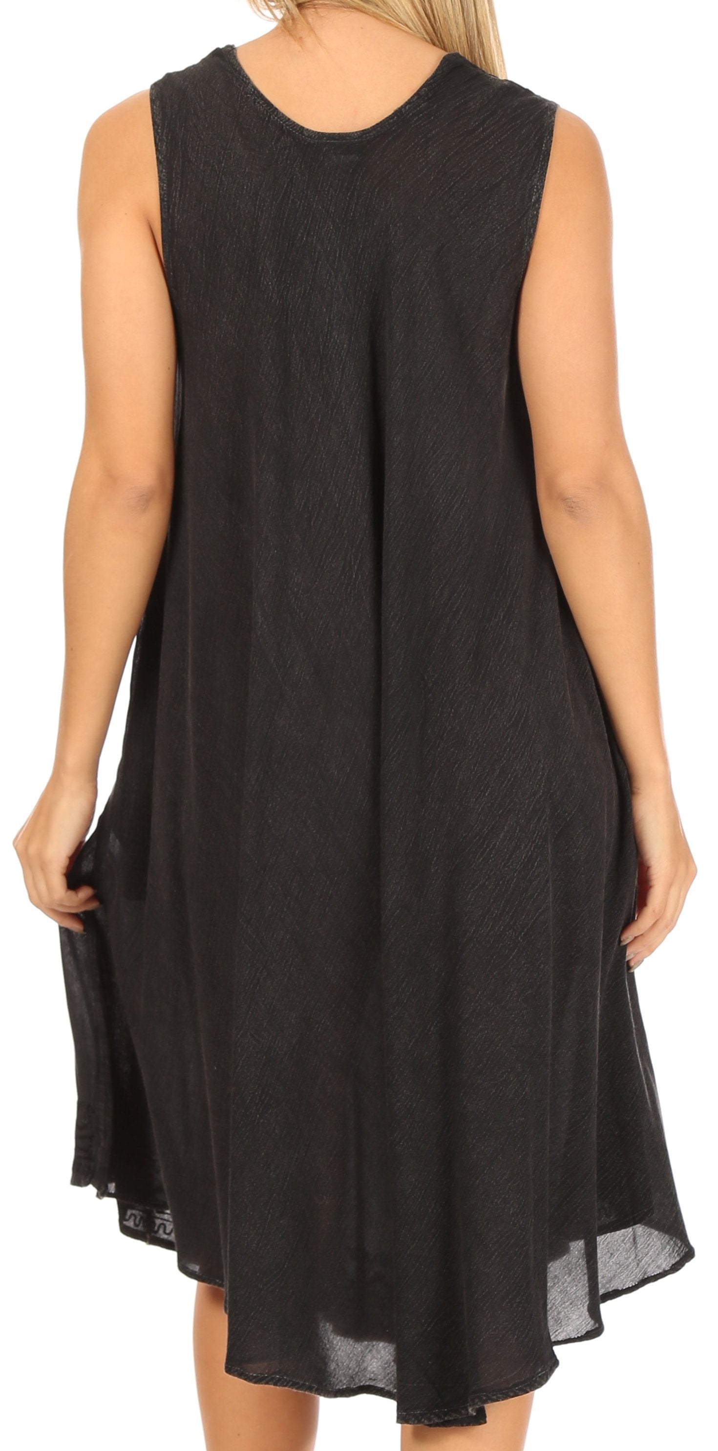 Black sleeveless dress on a white background