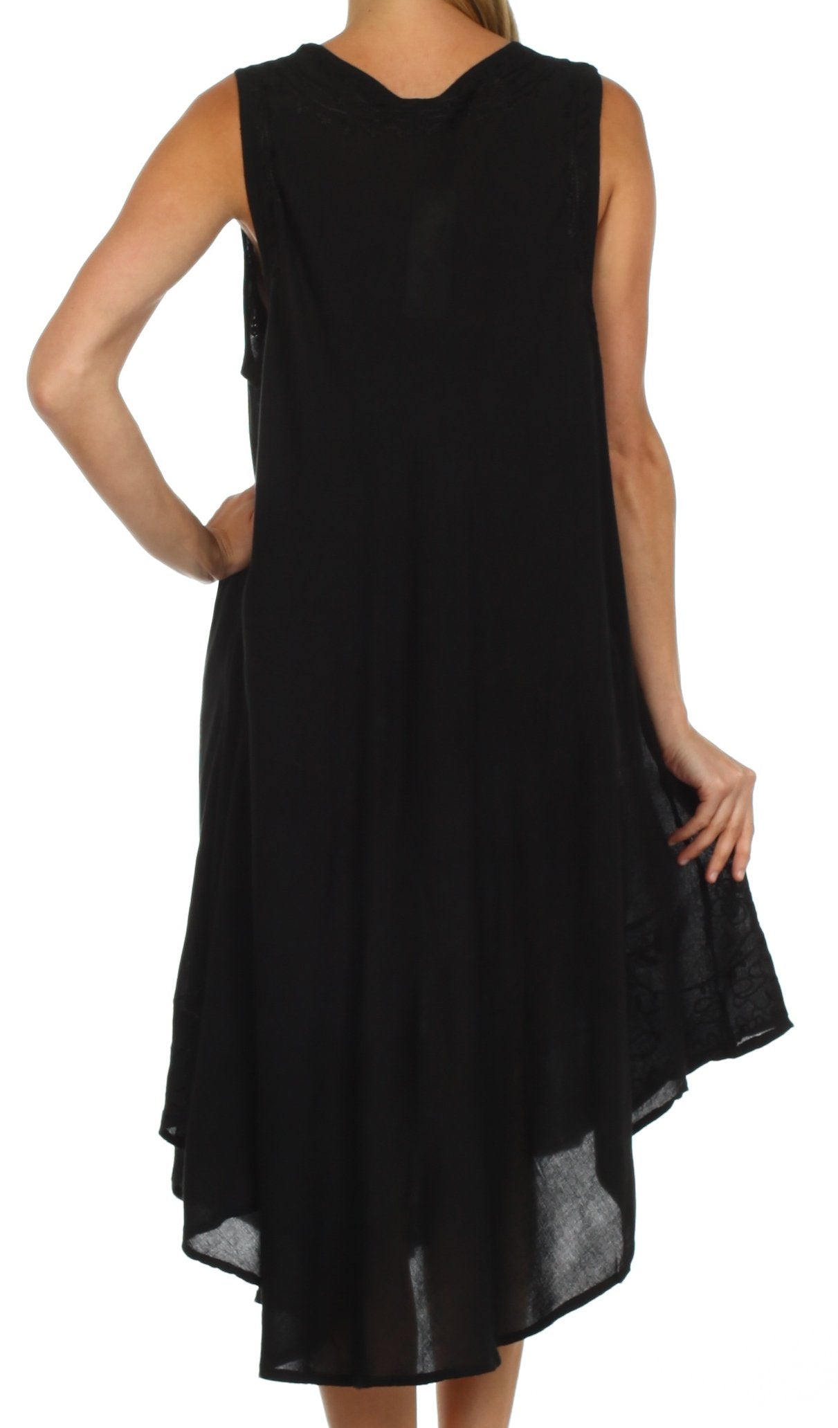 Black sleeveless dress on a white background