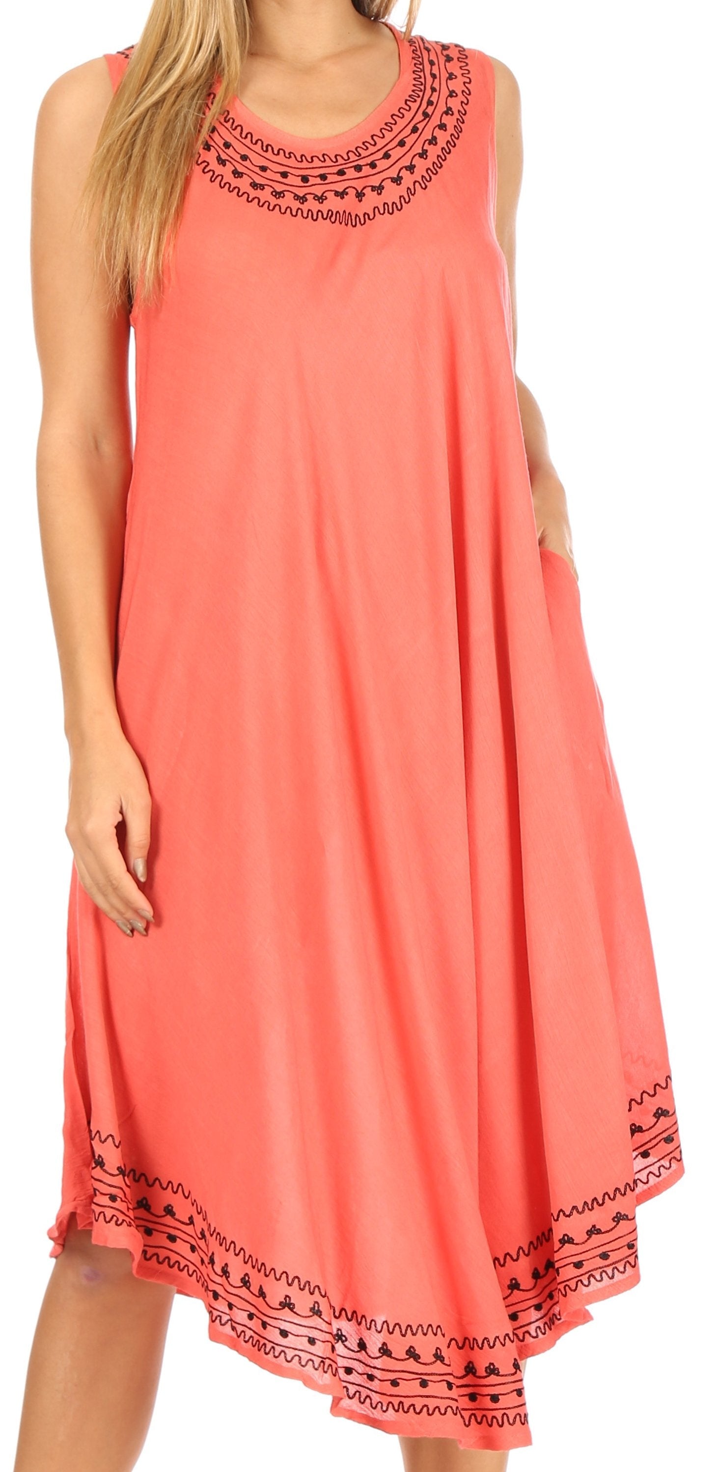 Coral Sleeveless Dress