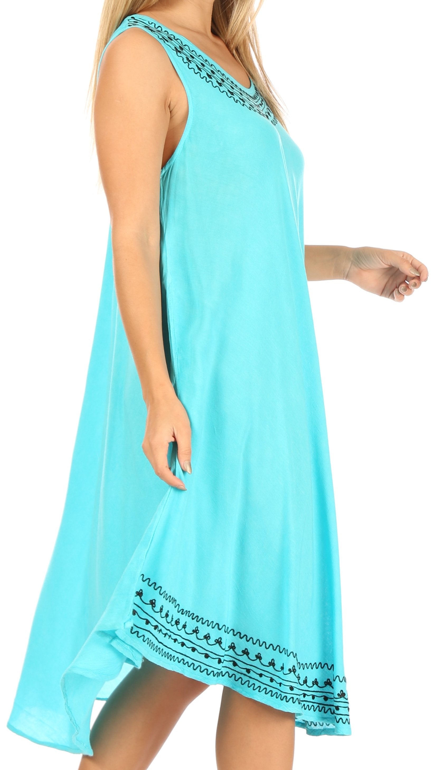 Light blue dress with embroidery on a white background