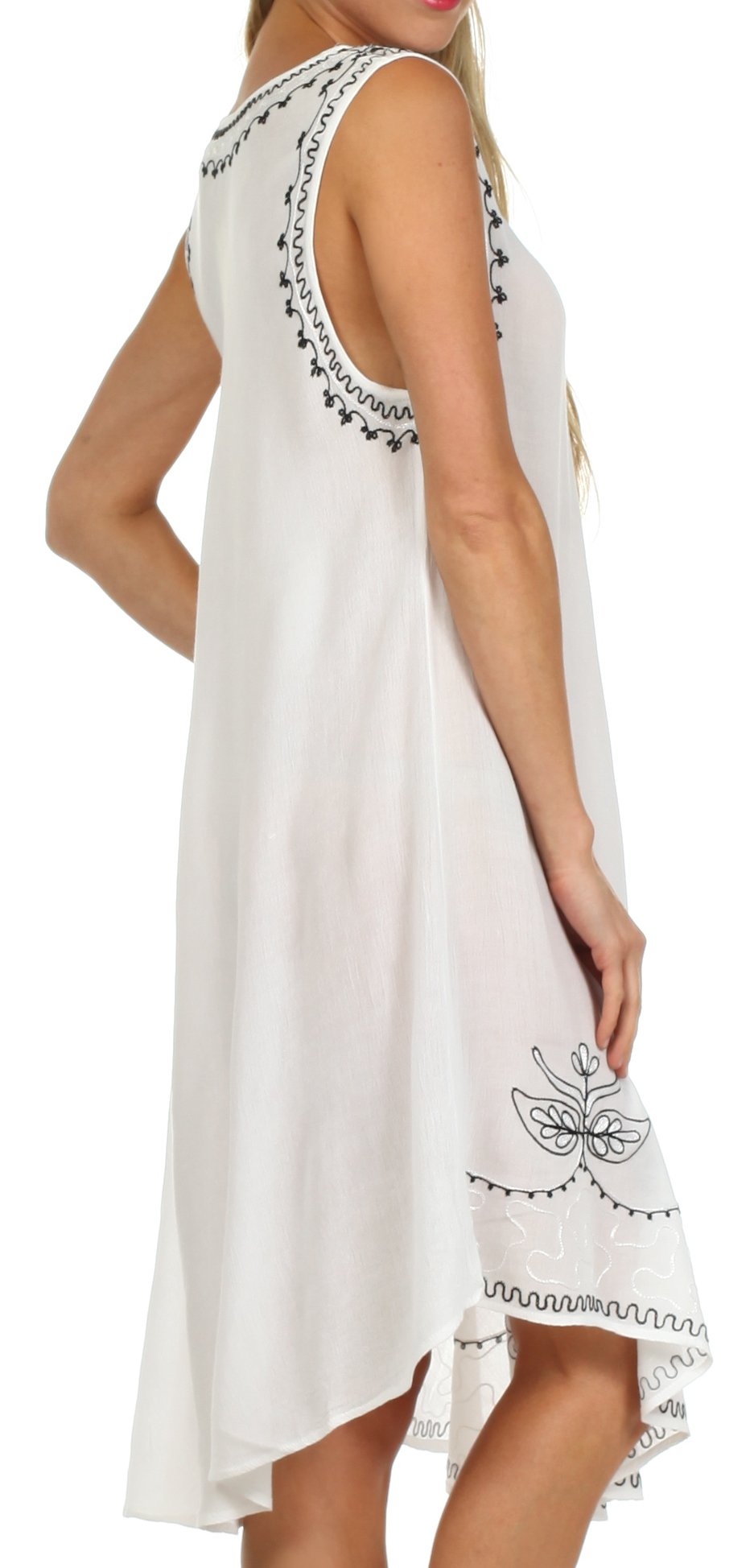 White dress with black embroidery on a white background
