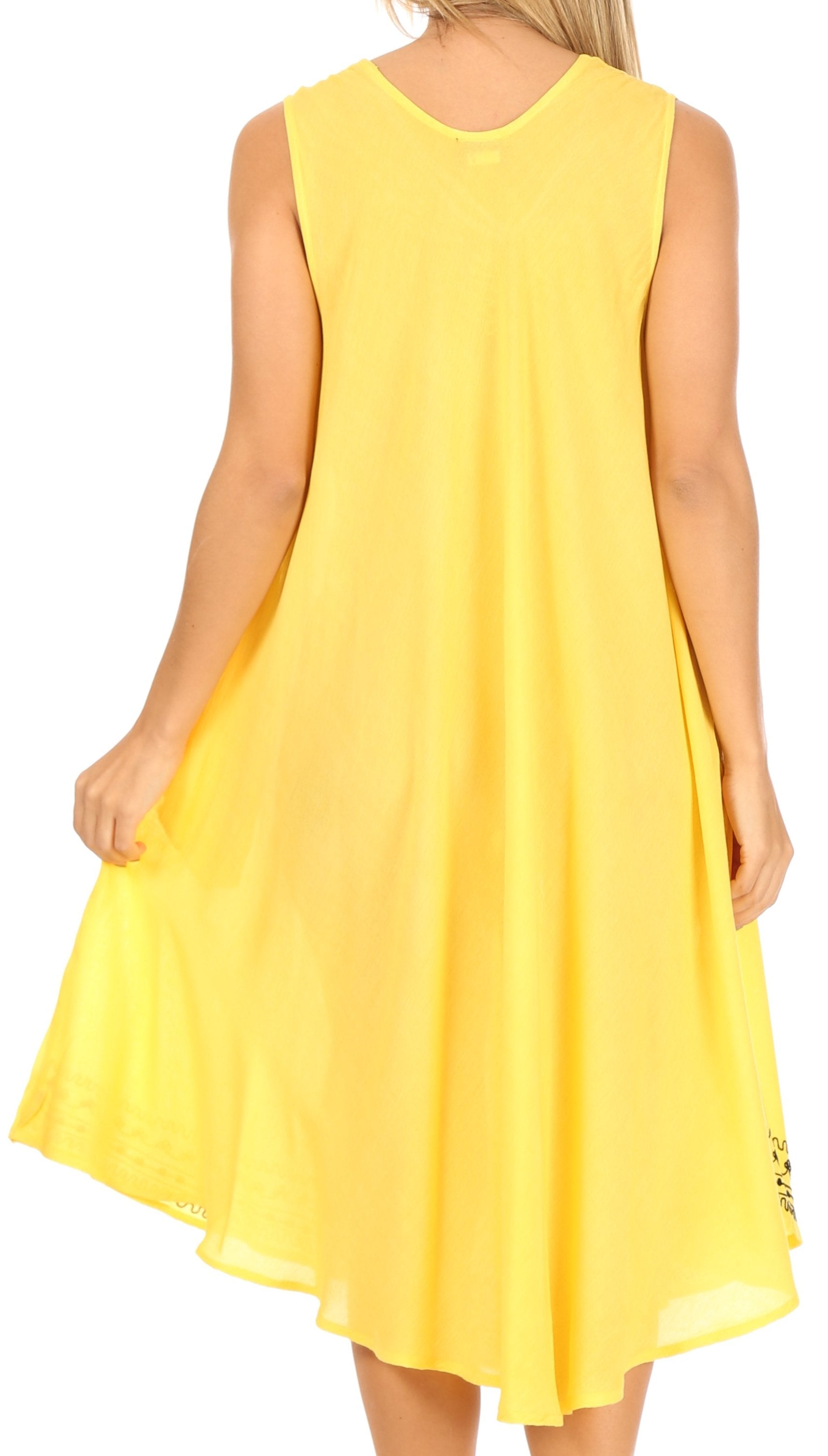 Yellow sleeveless dress on a white background