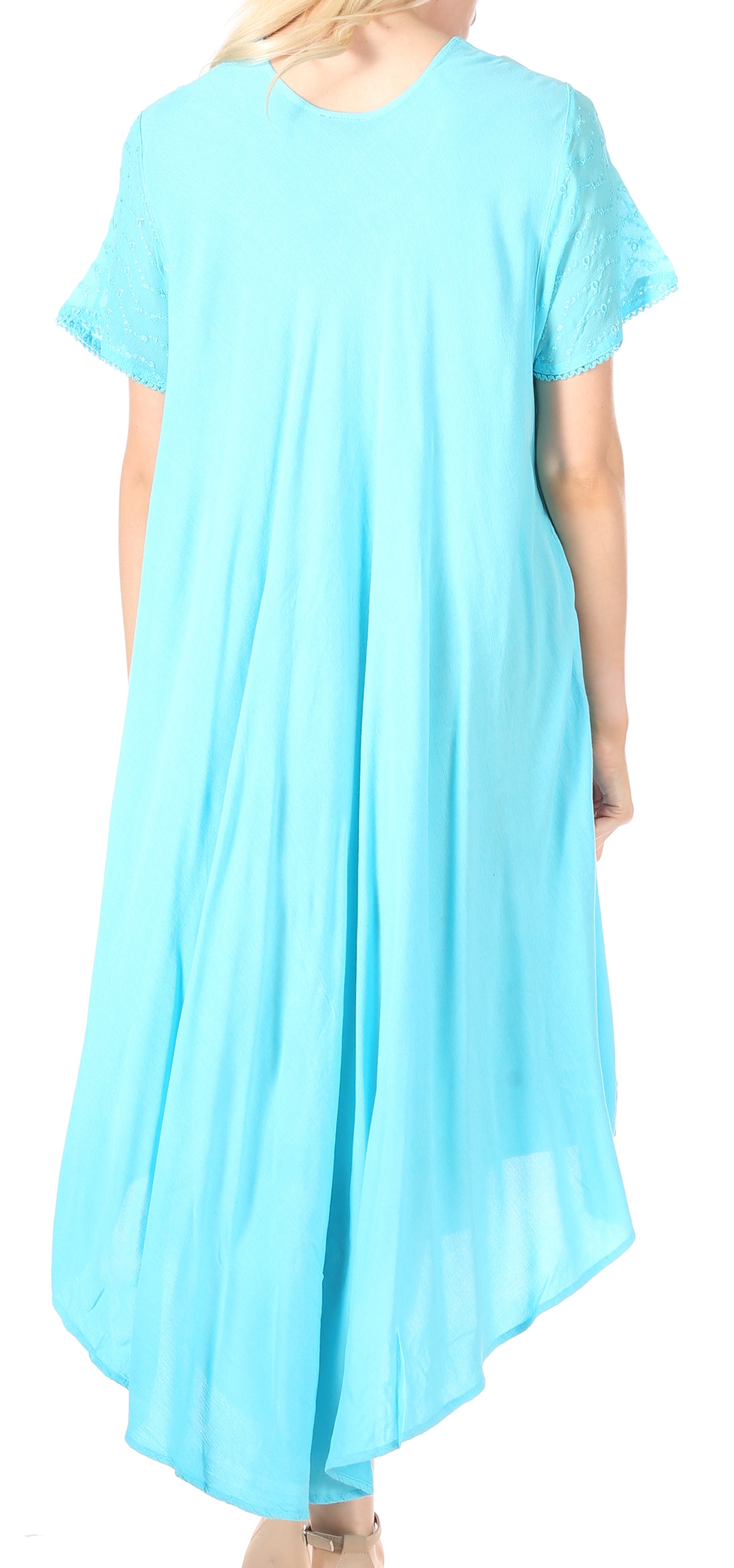 Light blue dress worn by a person on a white background
