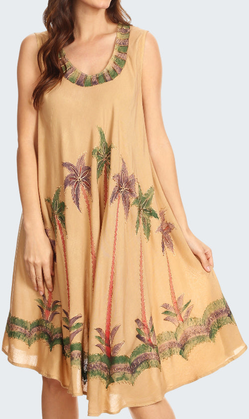 tan palm tree dress