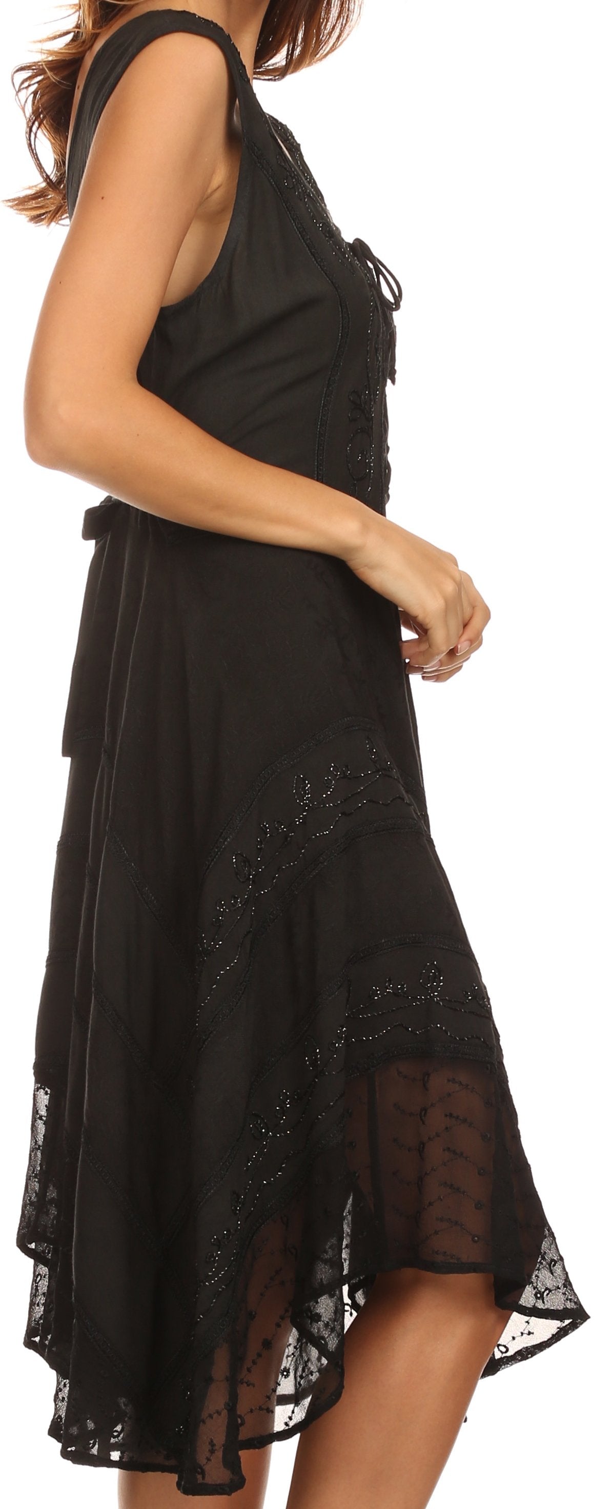 Black lace dress on a white background