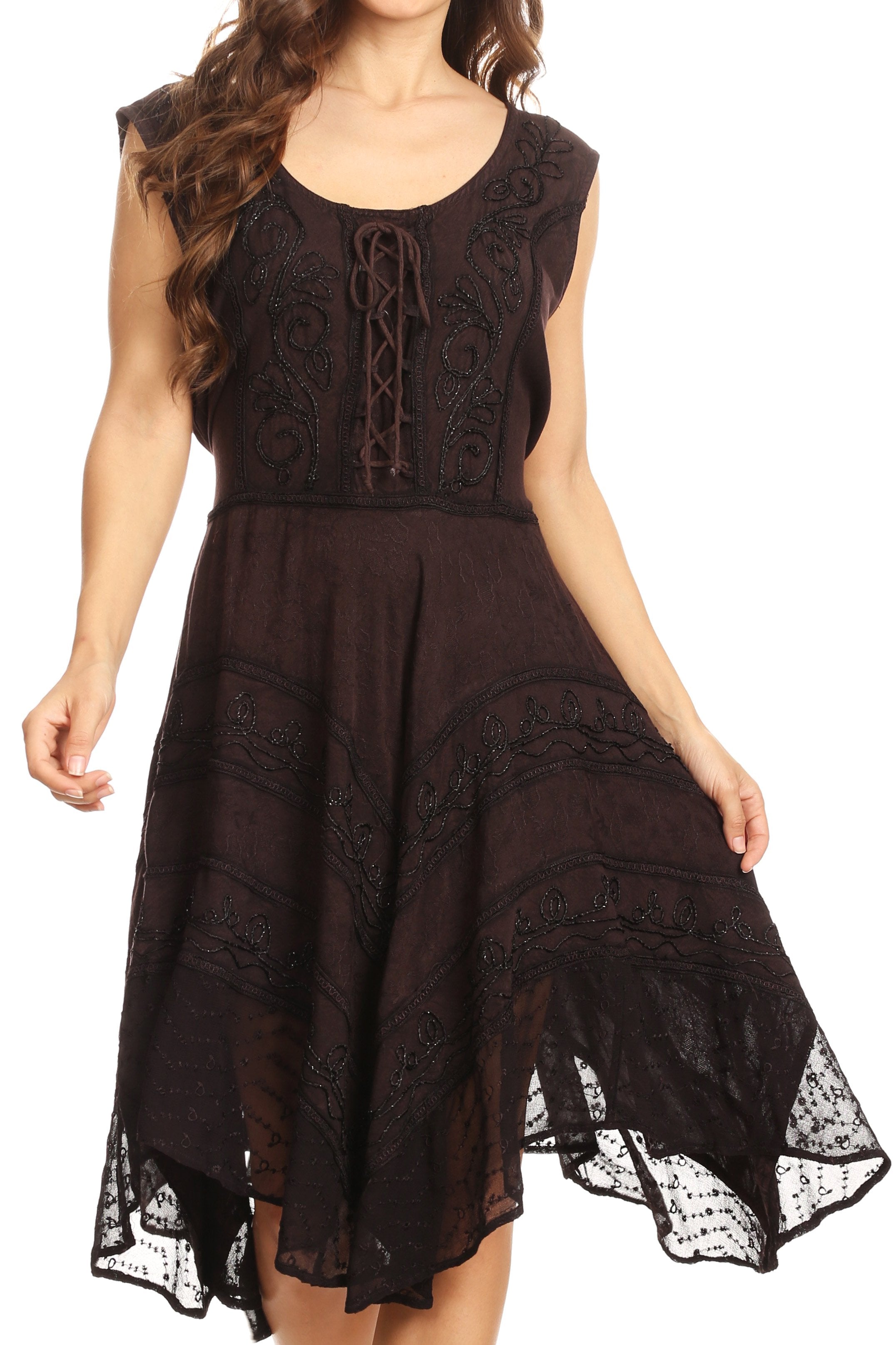 Black lace dress on a white background