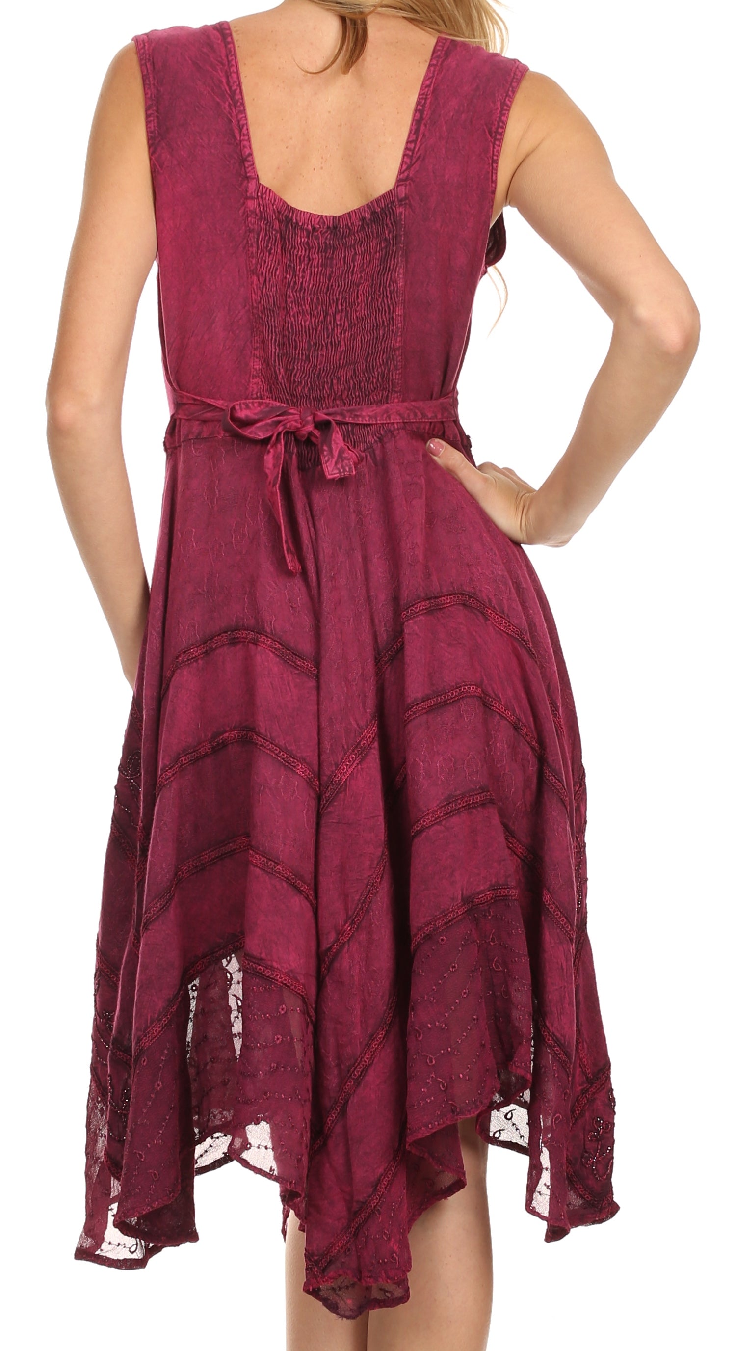 Red lace dress on a white background