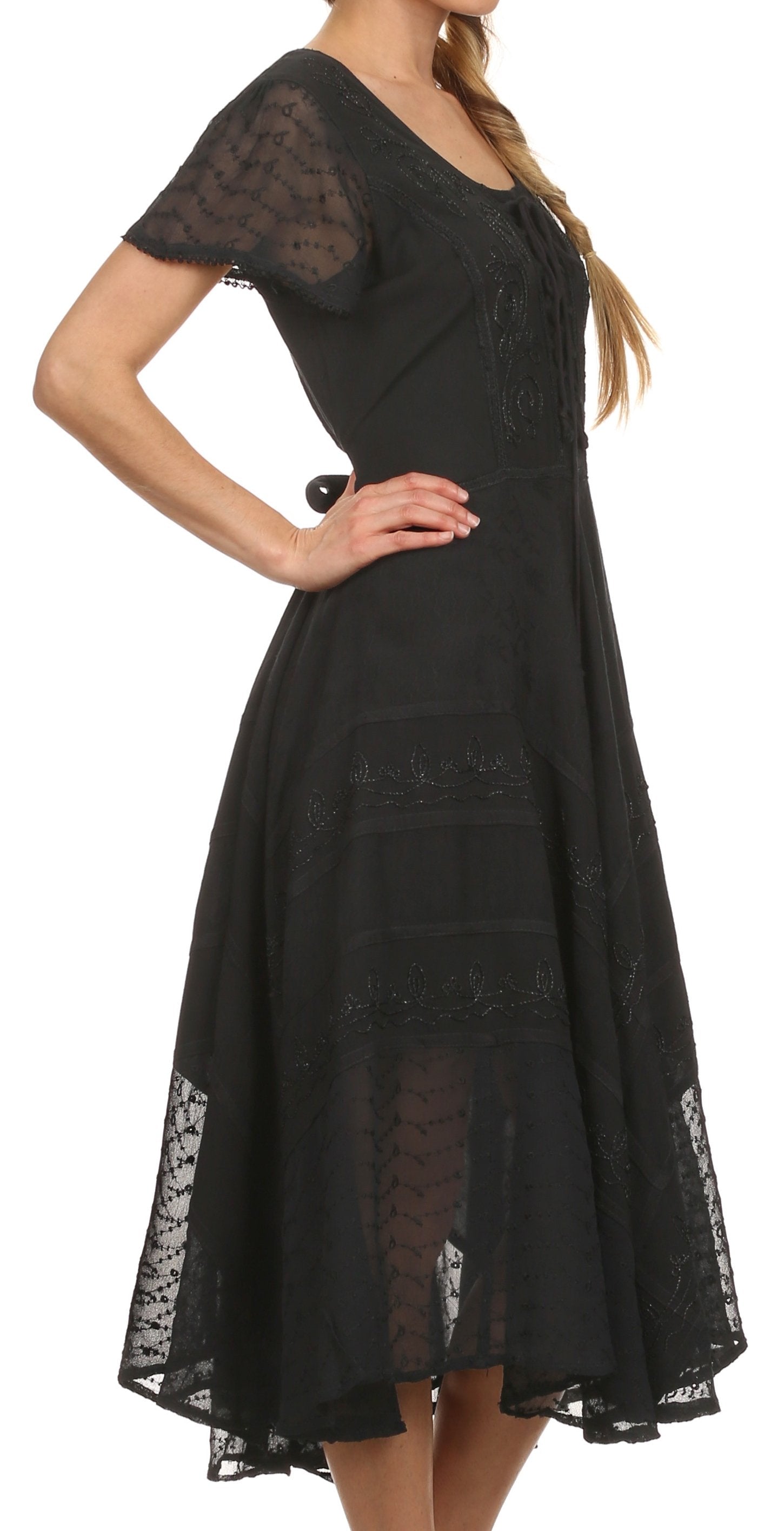 Black lace dress on a white background