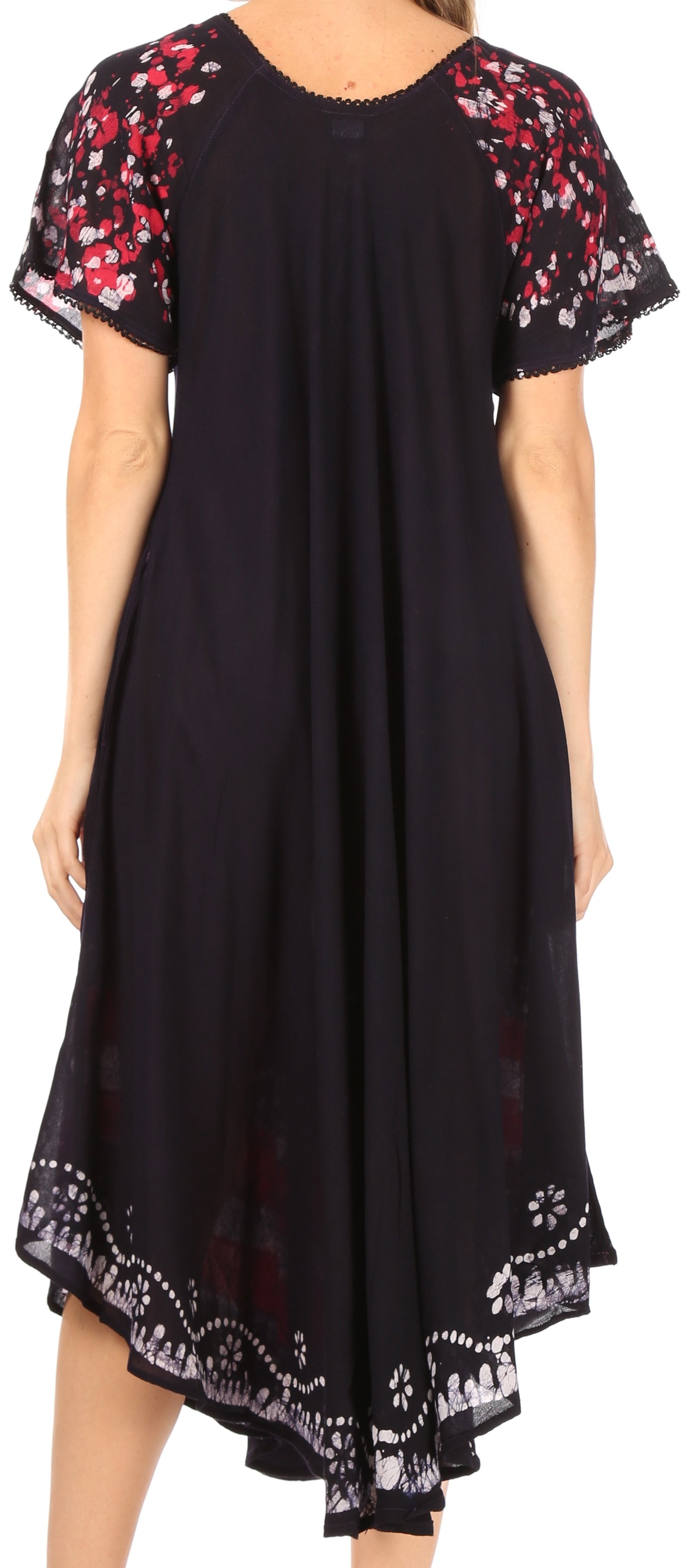 Black dress with floral lace details on sleeves and hem