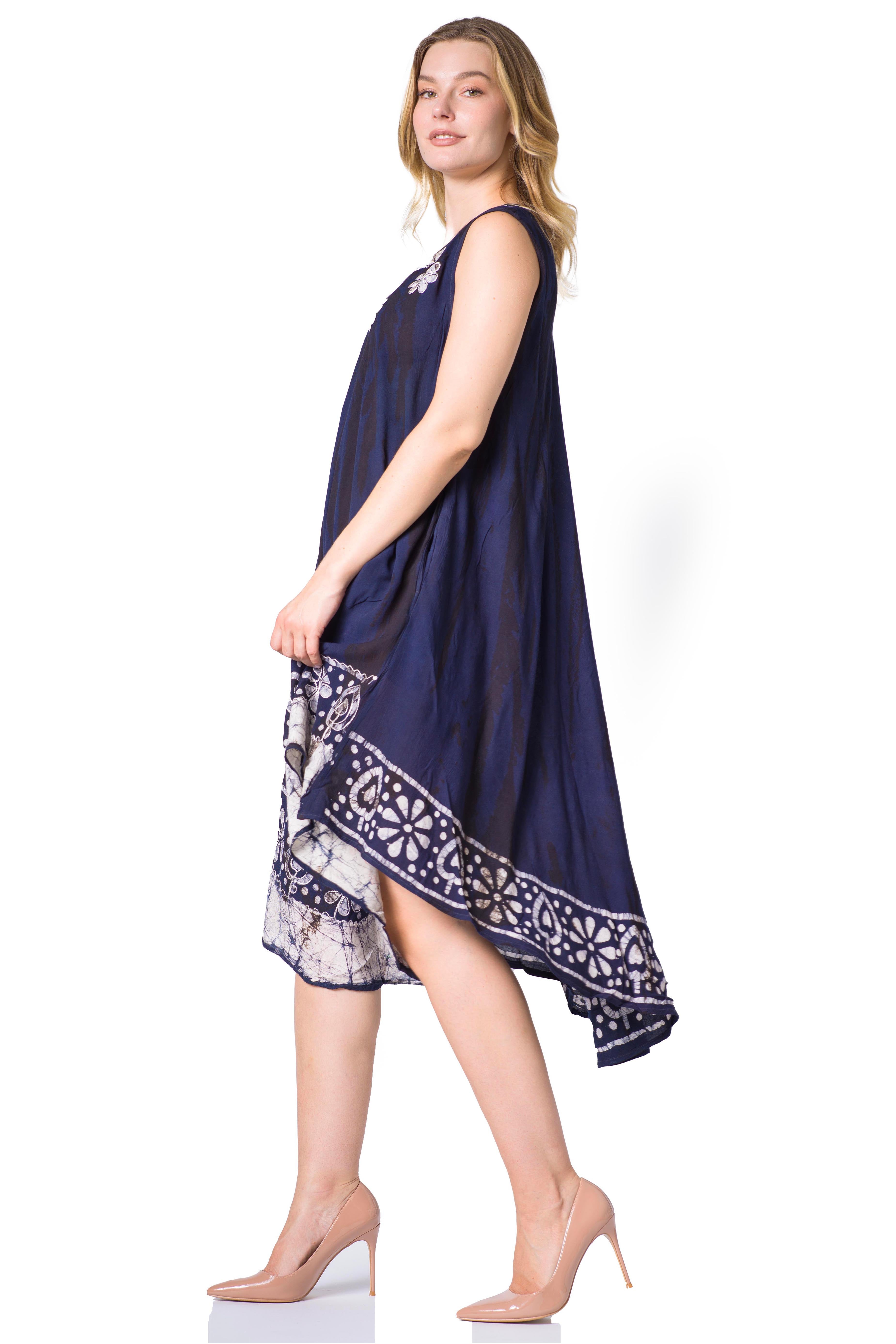Sakkas - Alexis Embroidered Long Sleeveless Floral Caftan