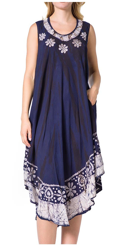 Sakkas - Alexis Embroidered Long Sleeveless Floral Caftan