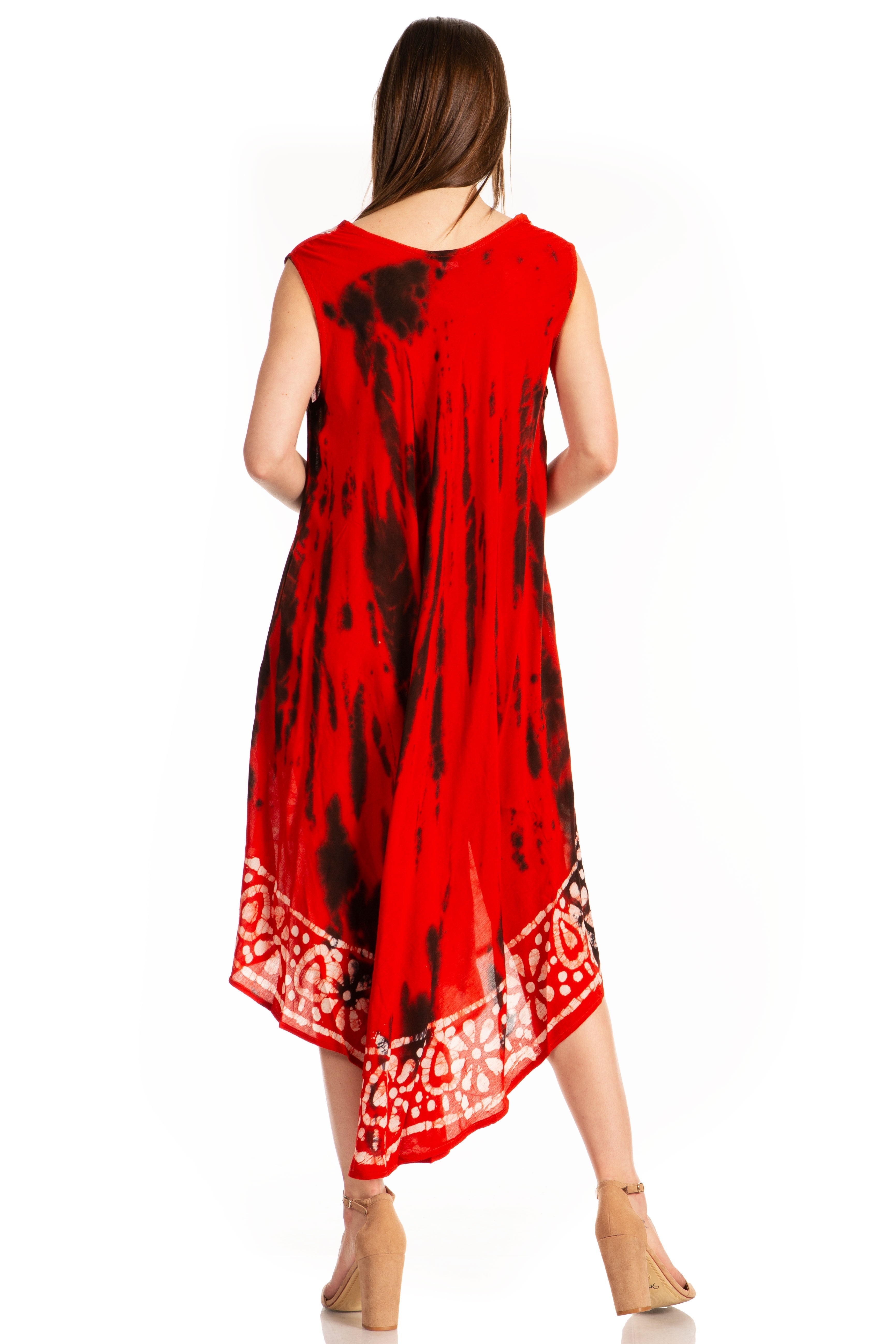 Sakkas - Alexis Embroidered Long Sleeveless Floral Caftan