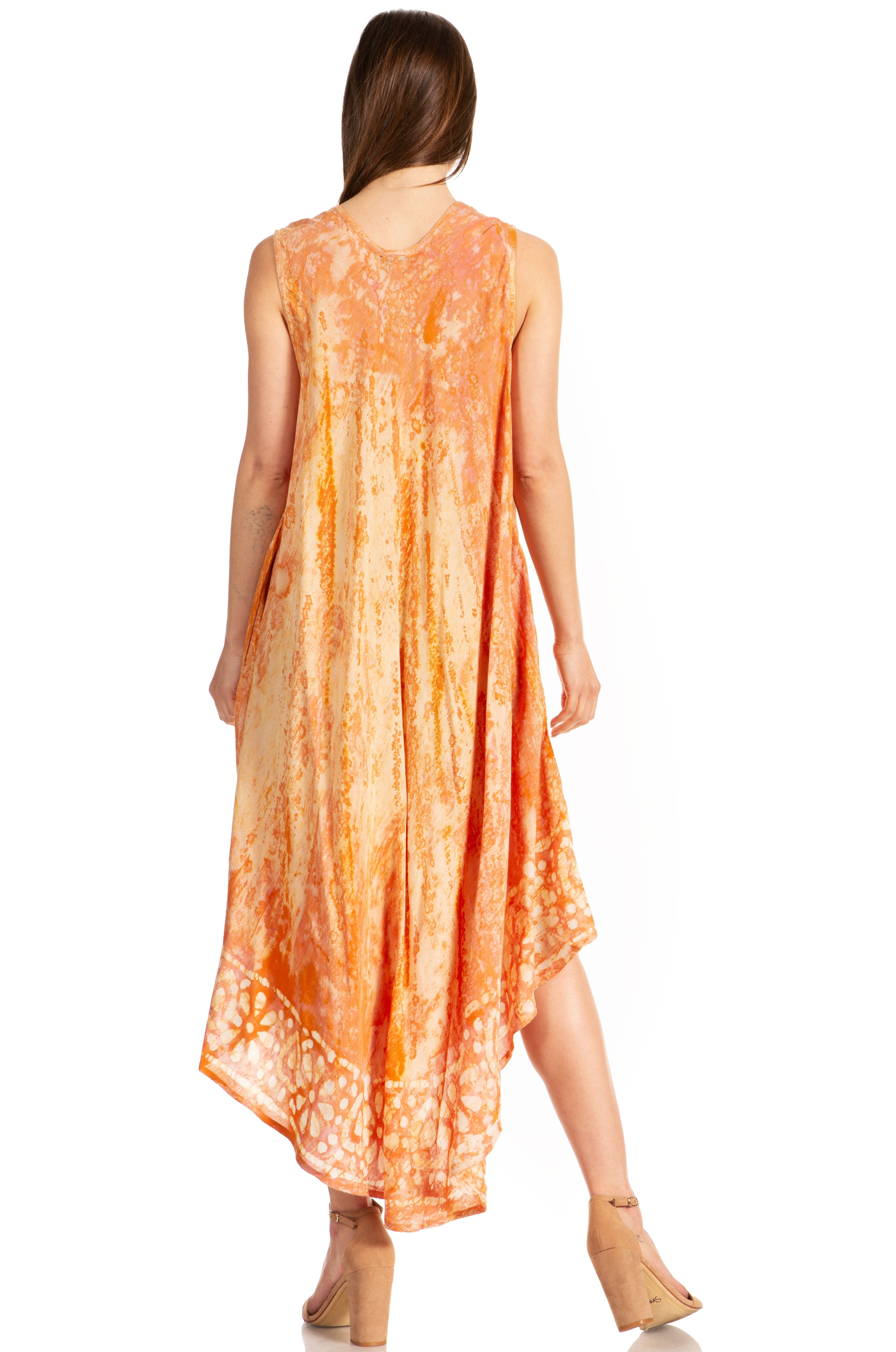 Sakkas - Alexis Embroidered Long Sleeveless Floral Caftan