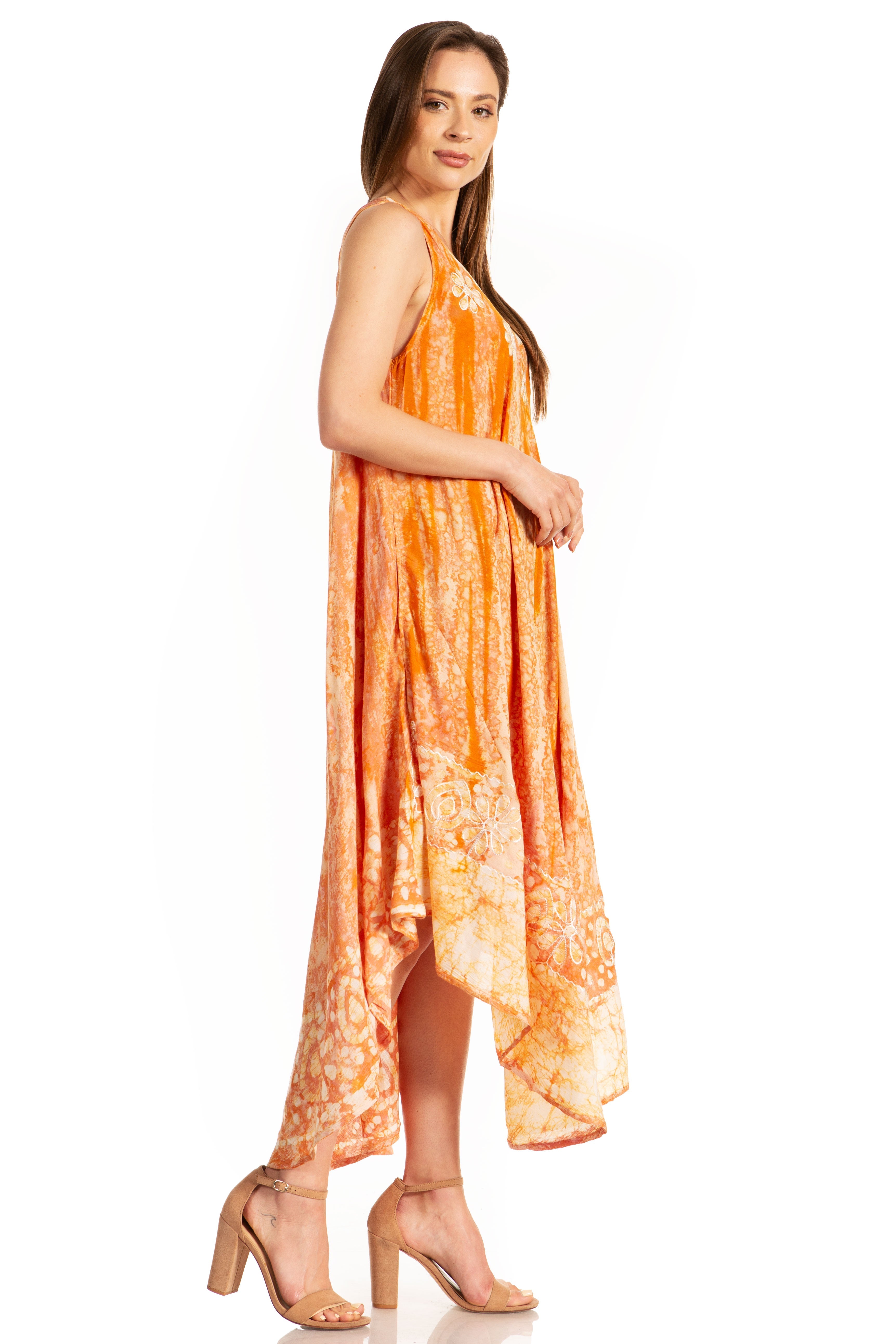 Sakkas - Alexis Embroidered Long Sleeveless Floral Caftan