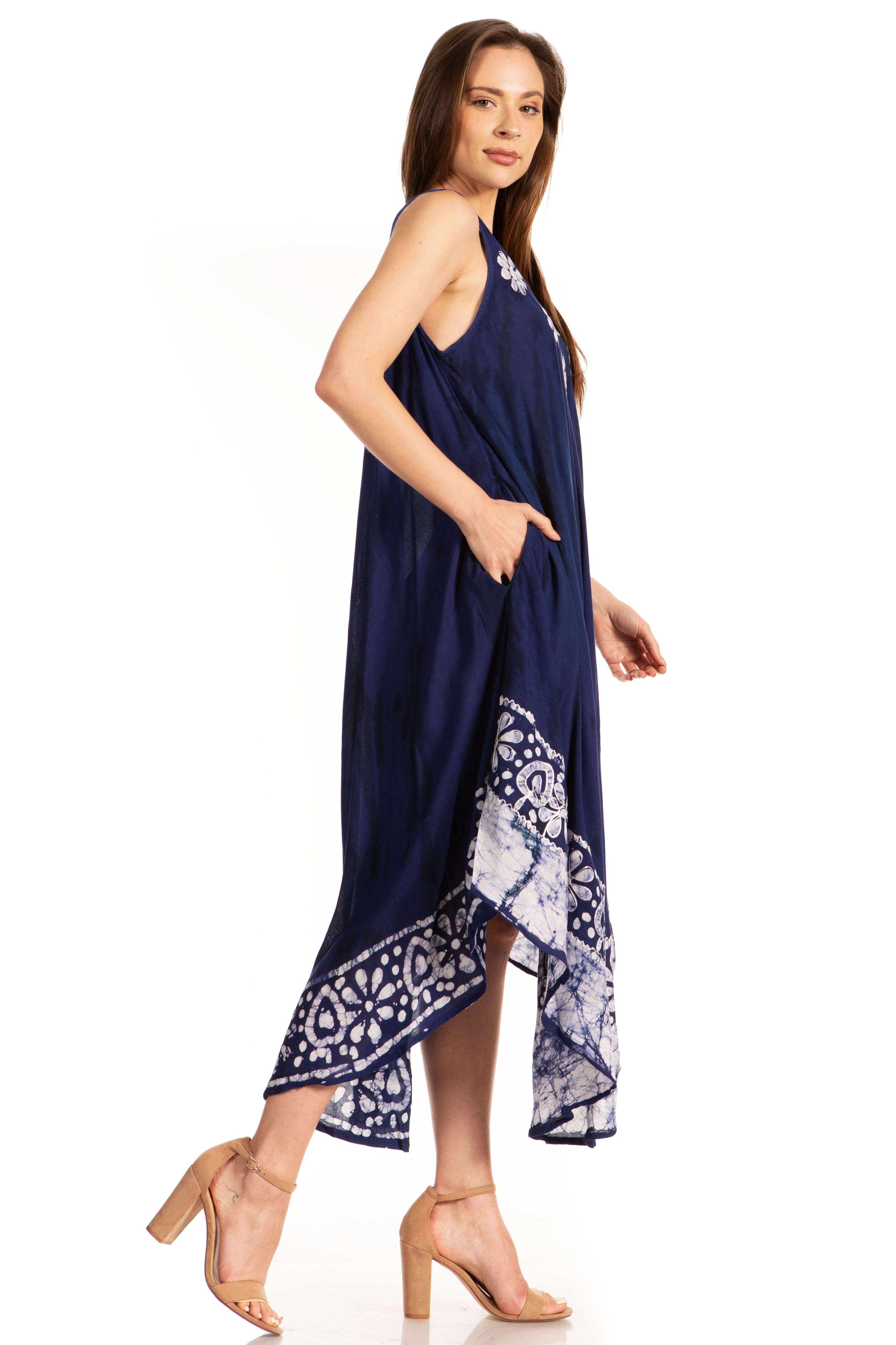 Sakkas - Alexis Embroidered Long Sleeveless Floral Caftan