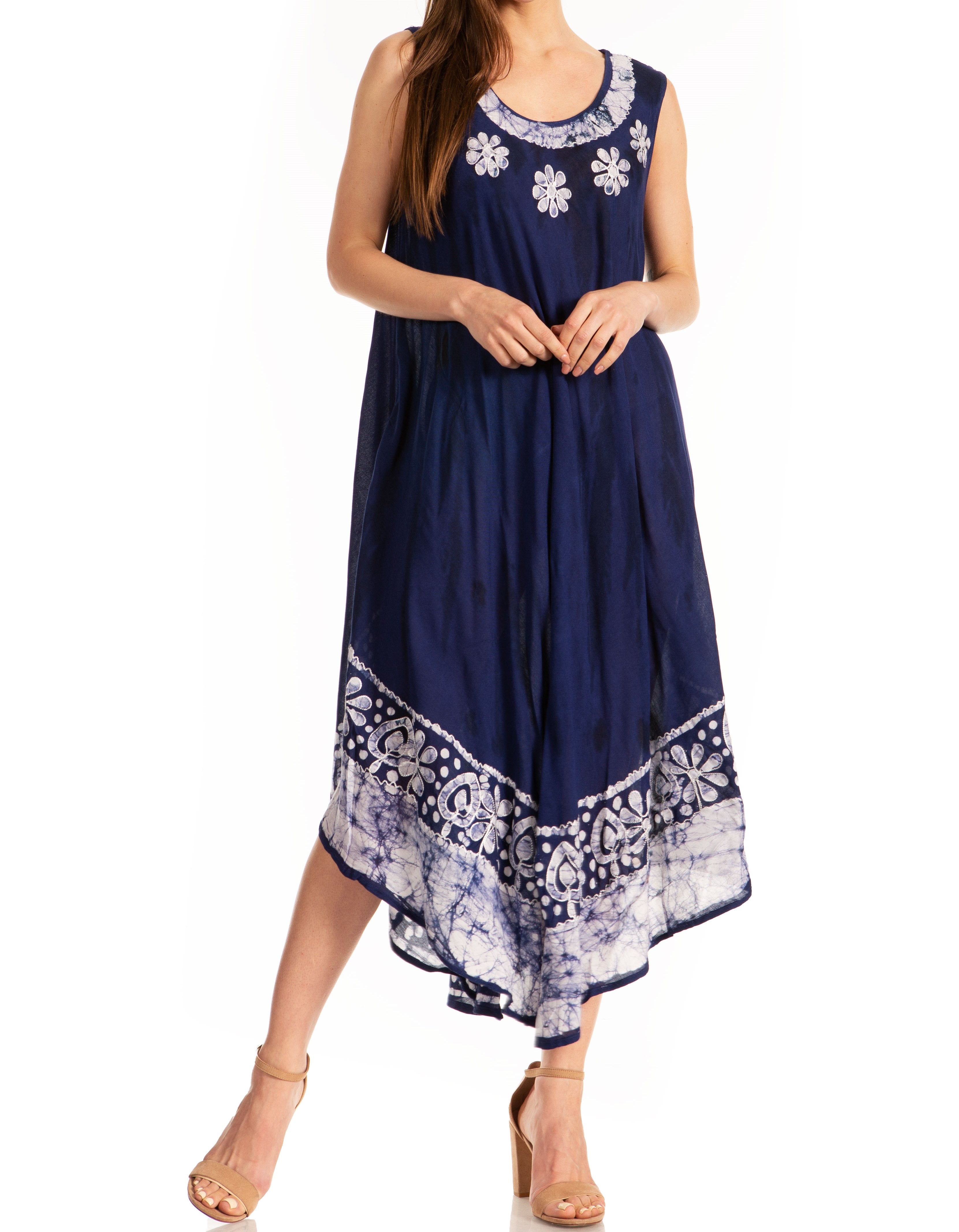 Sakkas - Alexis Embroidered Long Sleeveless Floral Caftan