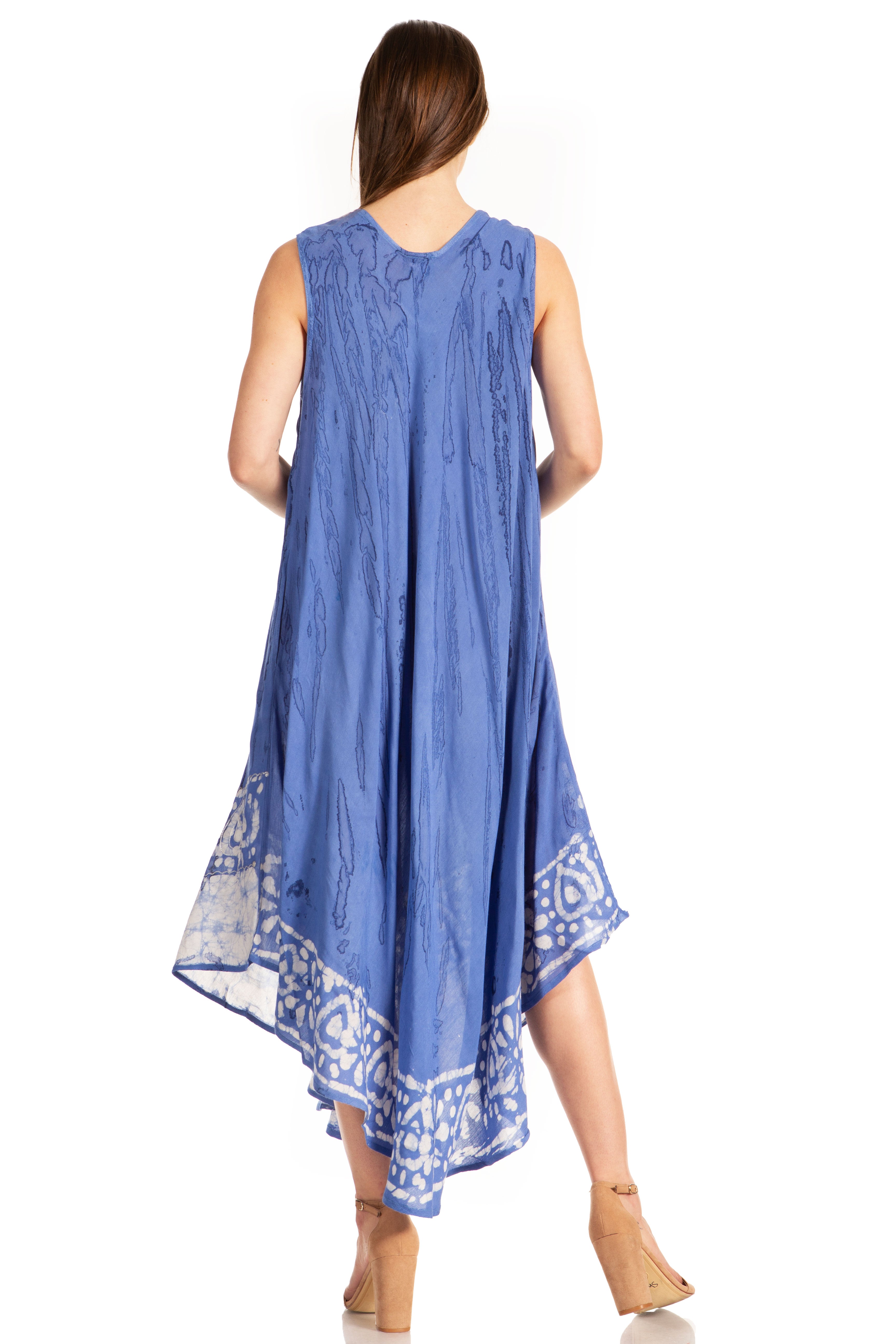 Sakkas - Alexis Embroidered Long Sleeveless Floral Caftan