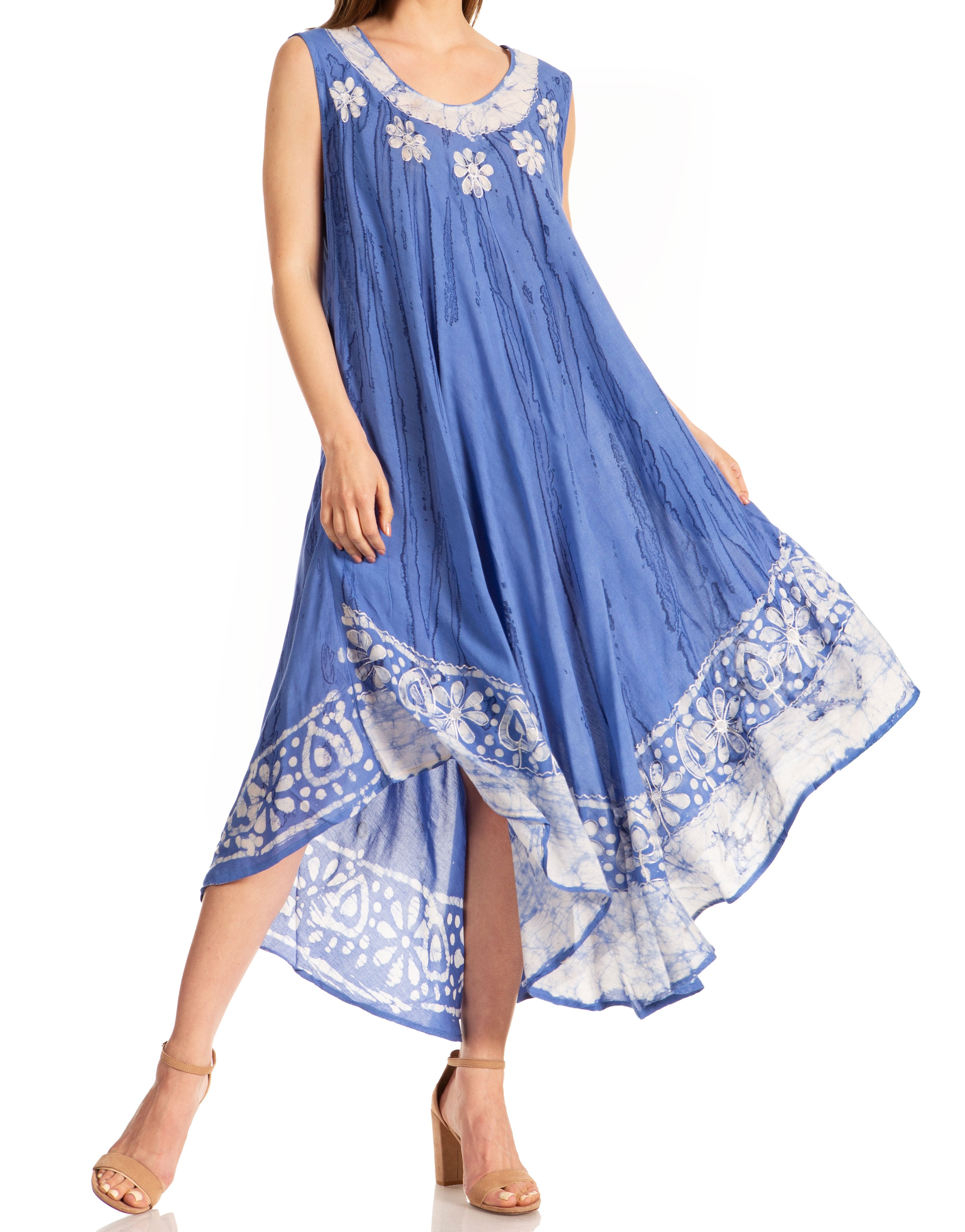 Sakkas - Alexis Embroidered Long Sleeveless Floral Caftan