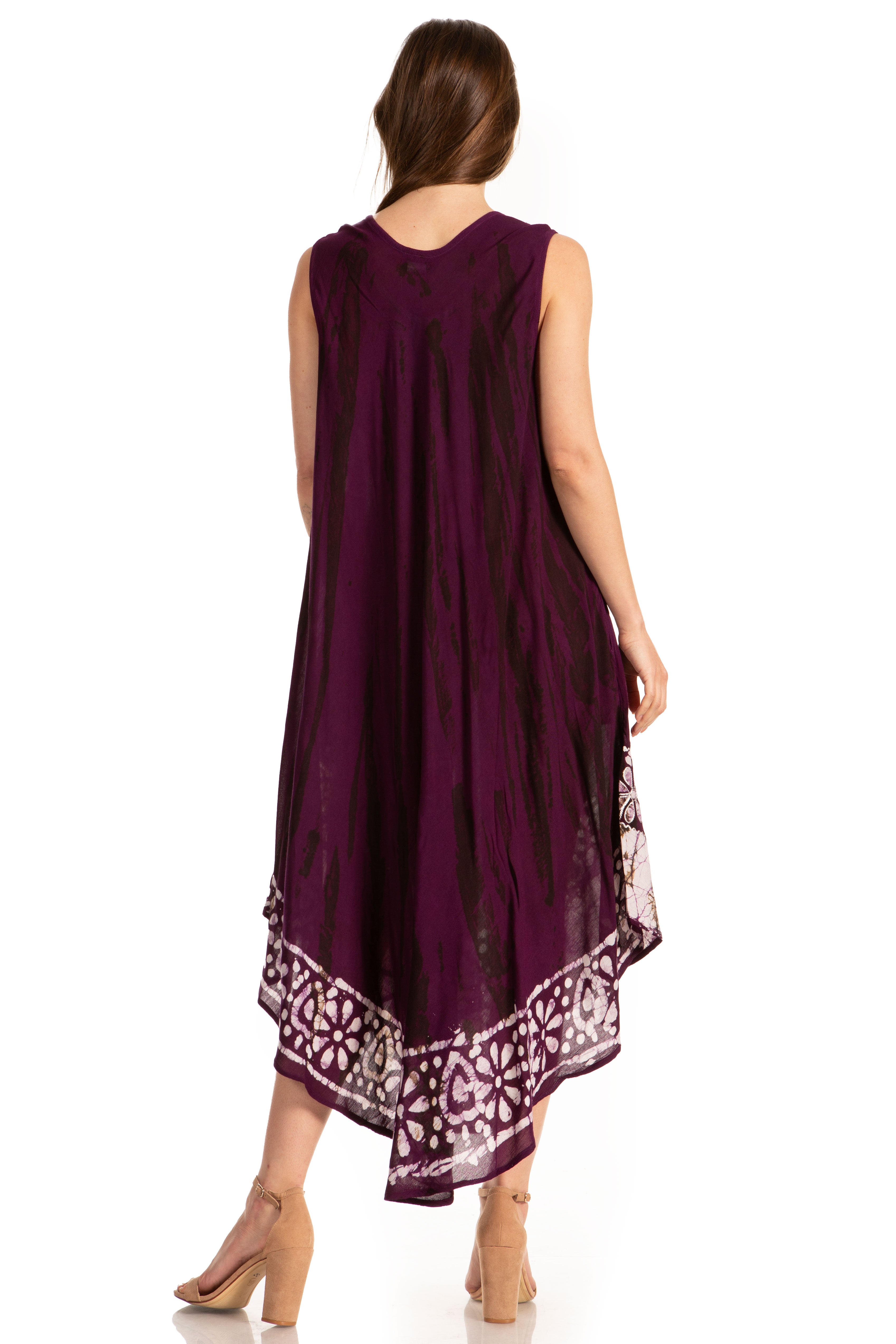 Sakkas - Alexis Embroidered Long Sleeveless Floral Caftan
