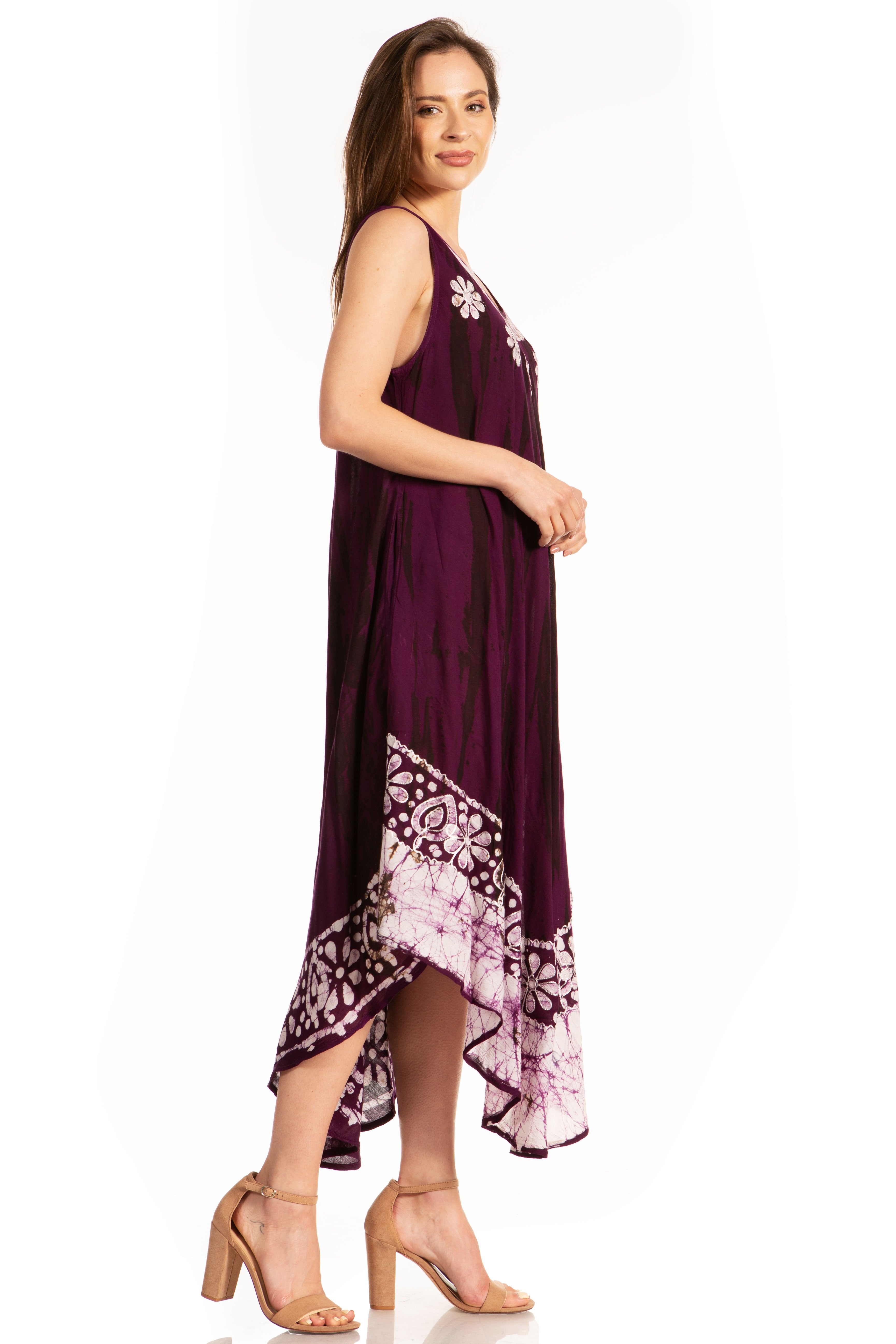 Sakkas - Alexis Embroidered Long Sleeveless Floral Caftan