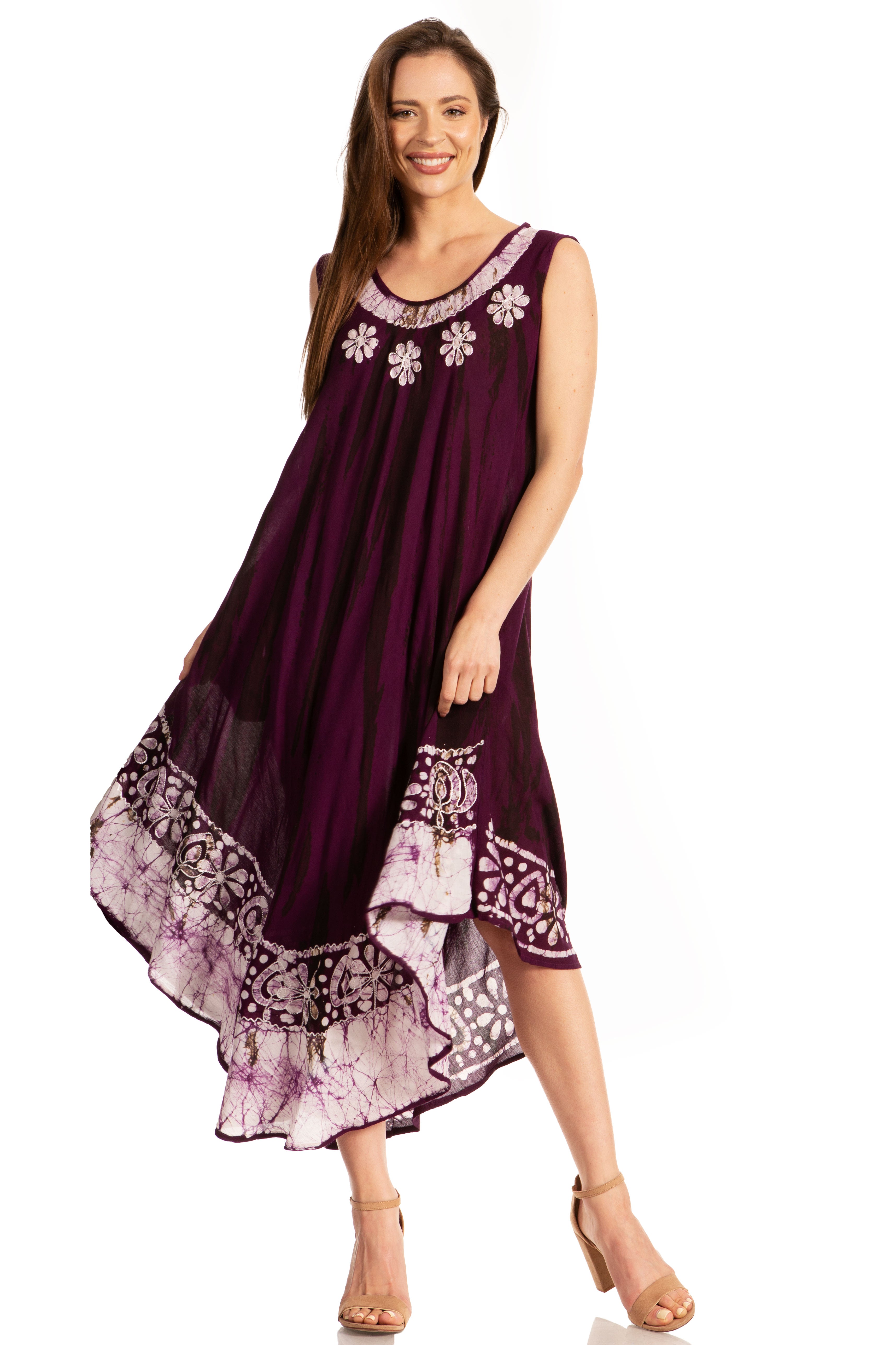 Sakkas - Alexis Embroidered Long Sleeveless Floral Caftan