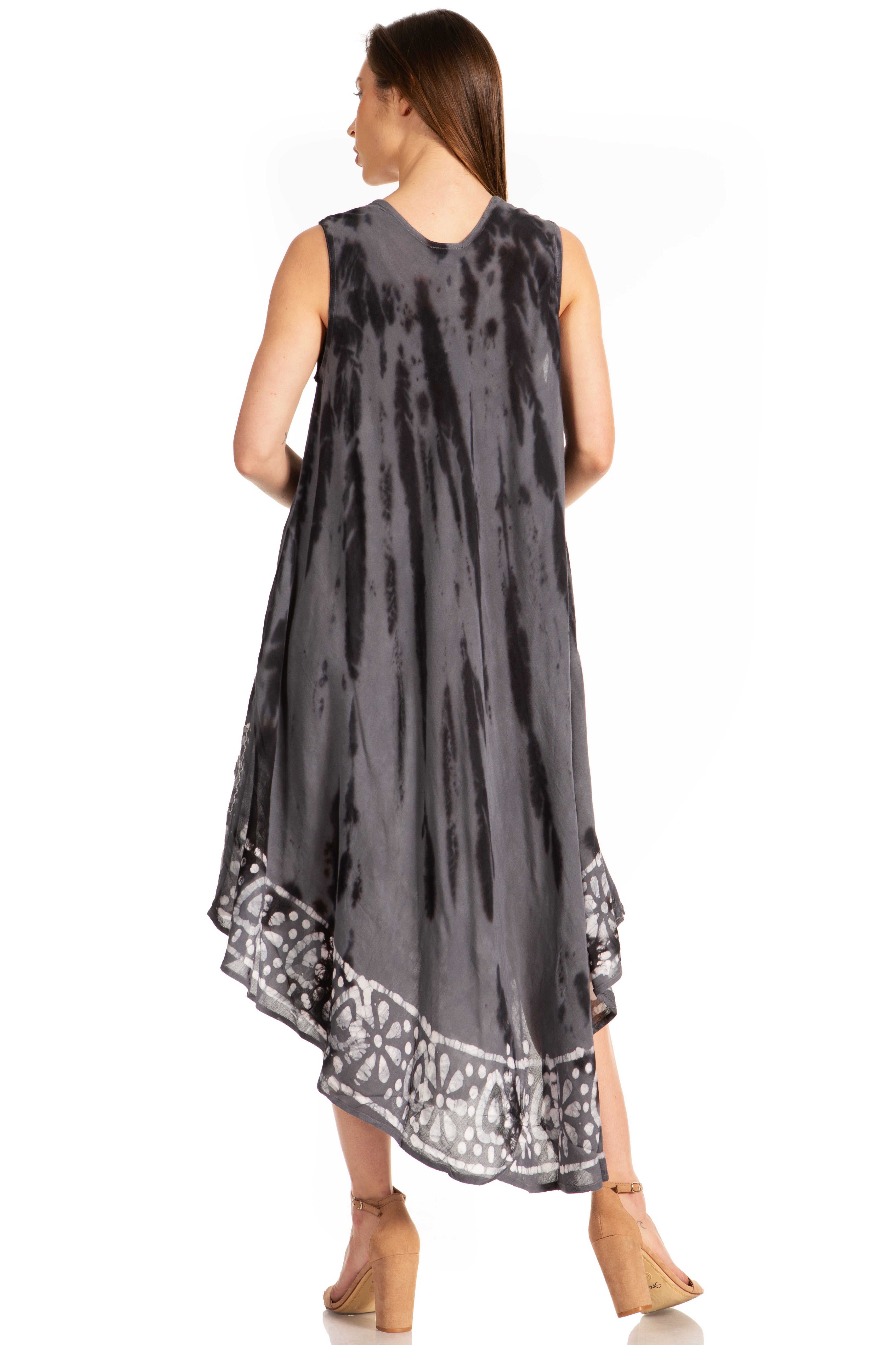 Sakkas - Alexis Embroidered Long Sleeveless Floral Caftan