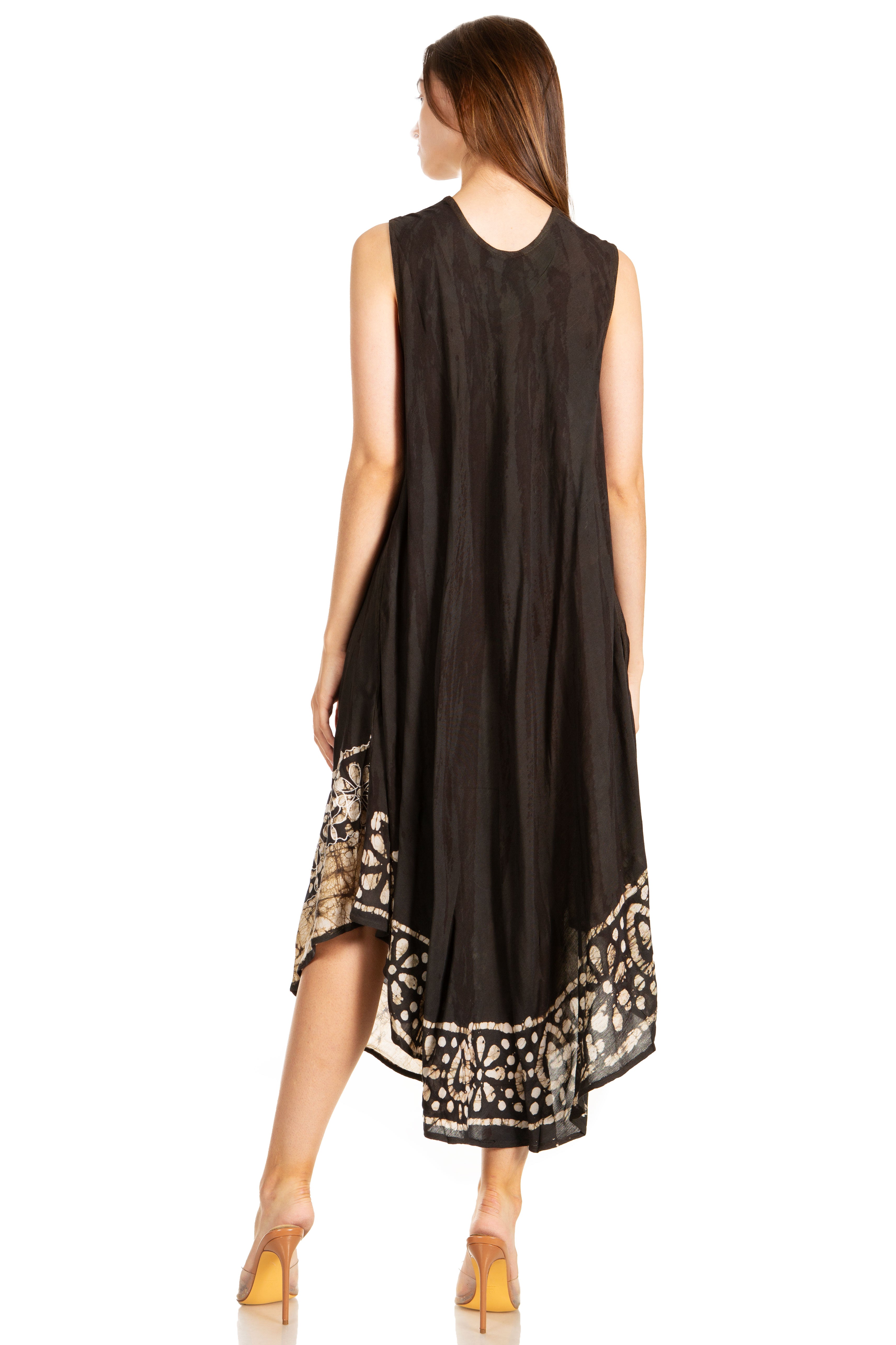 Sakkas - Alexis Embroidered Long Sleeveless Floral Caftan