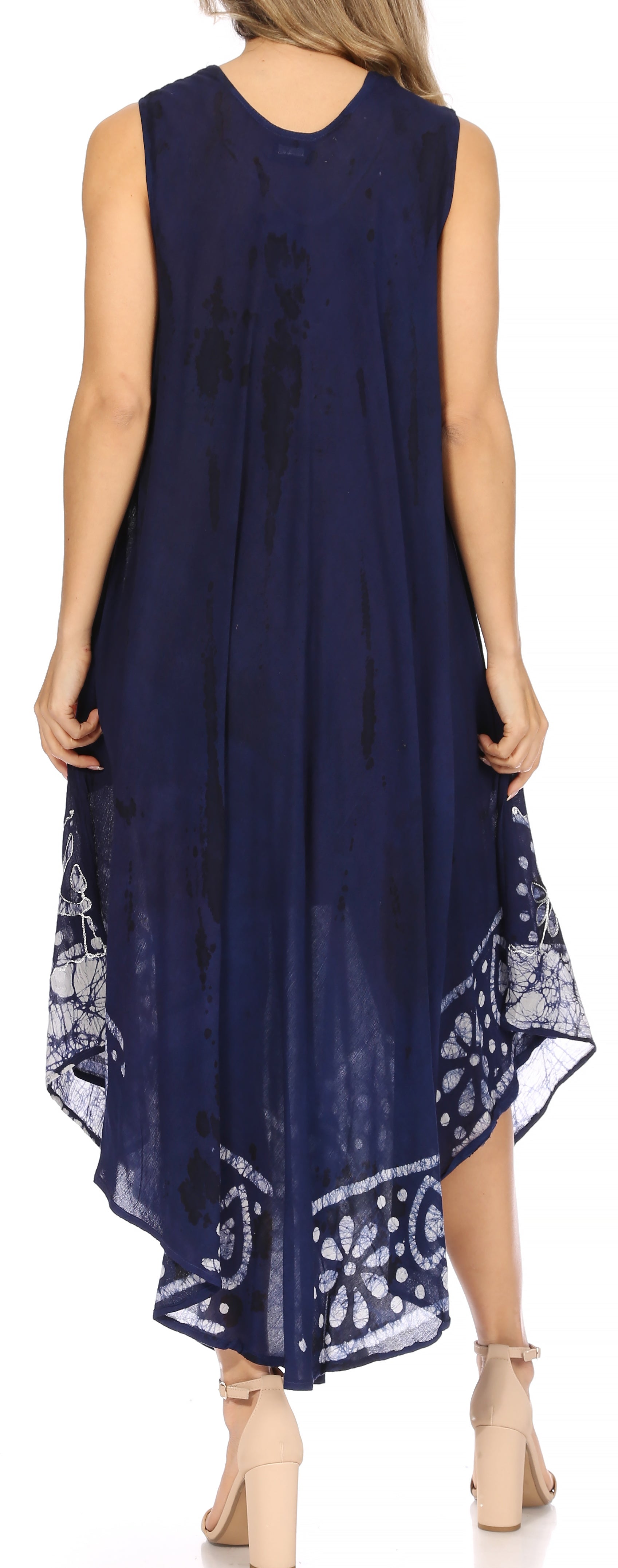 Sakkas - Alexis Embroidered Long Sleeveless Floral Caftan