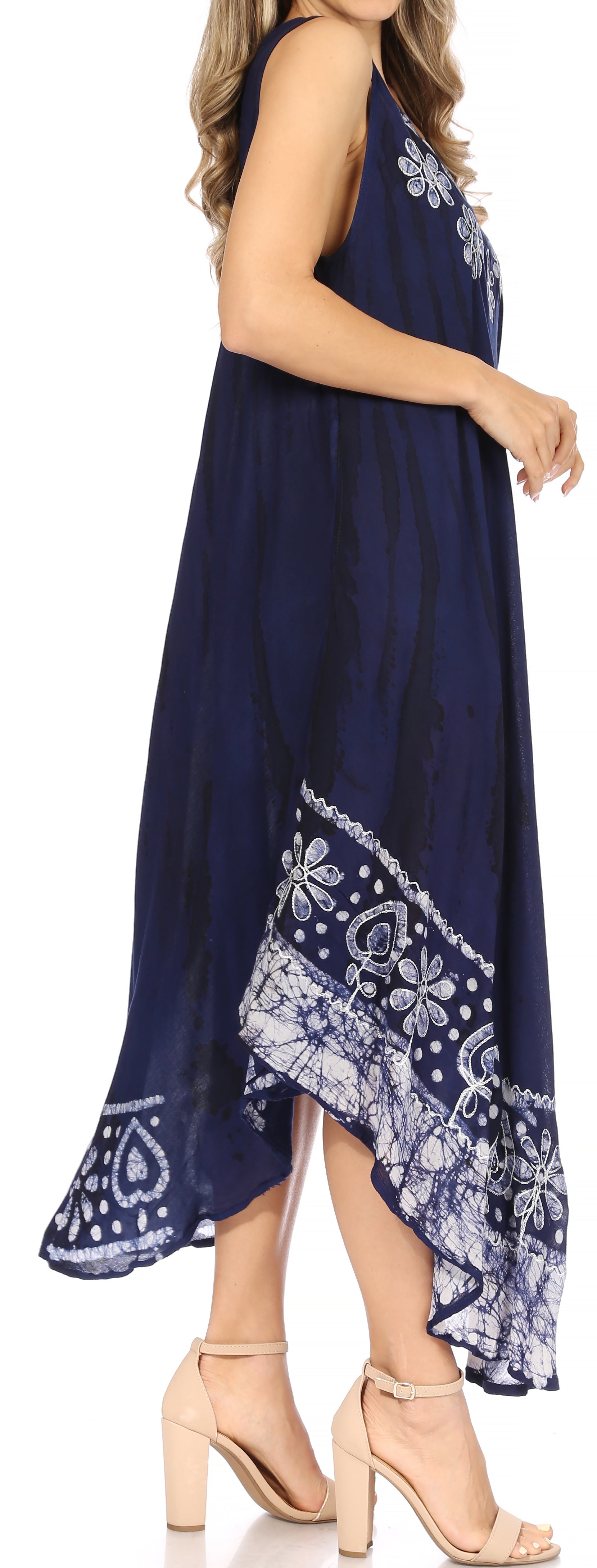 Sakkas - Alexis Embroidered Long Sleeveless Floral Caftan