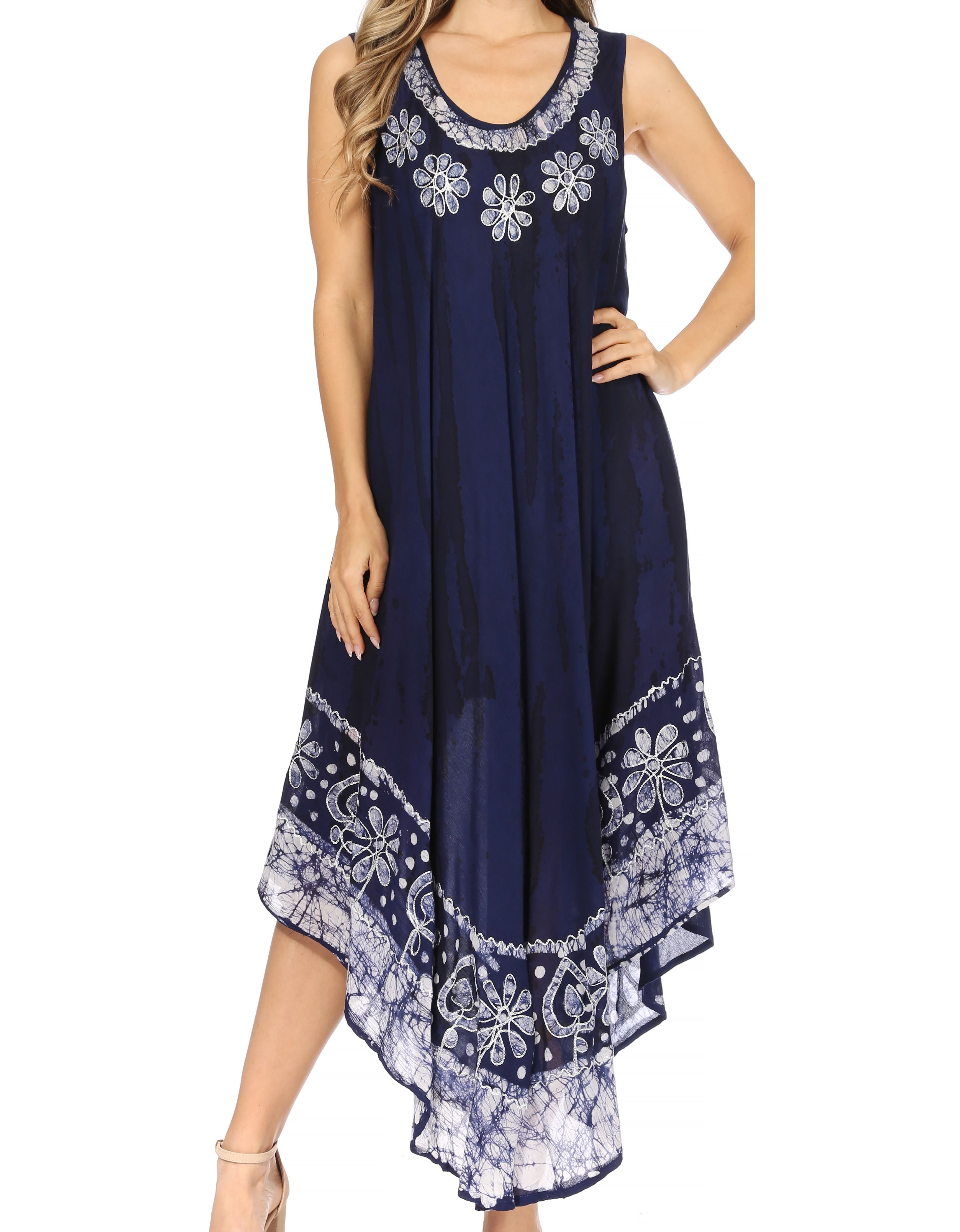Sakkas - Alexis Embroidered Long Sleeveless Floral Caftan